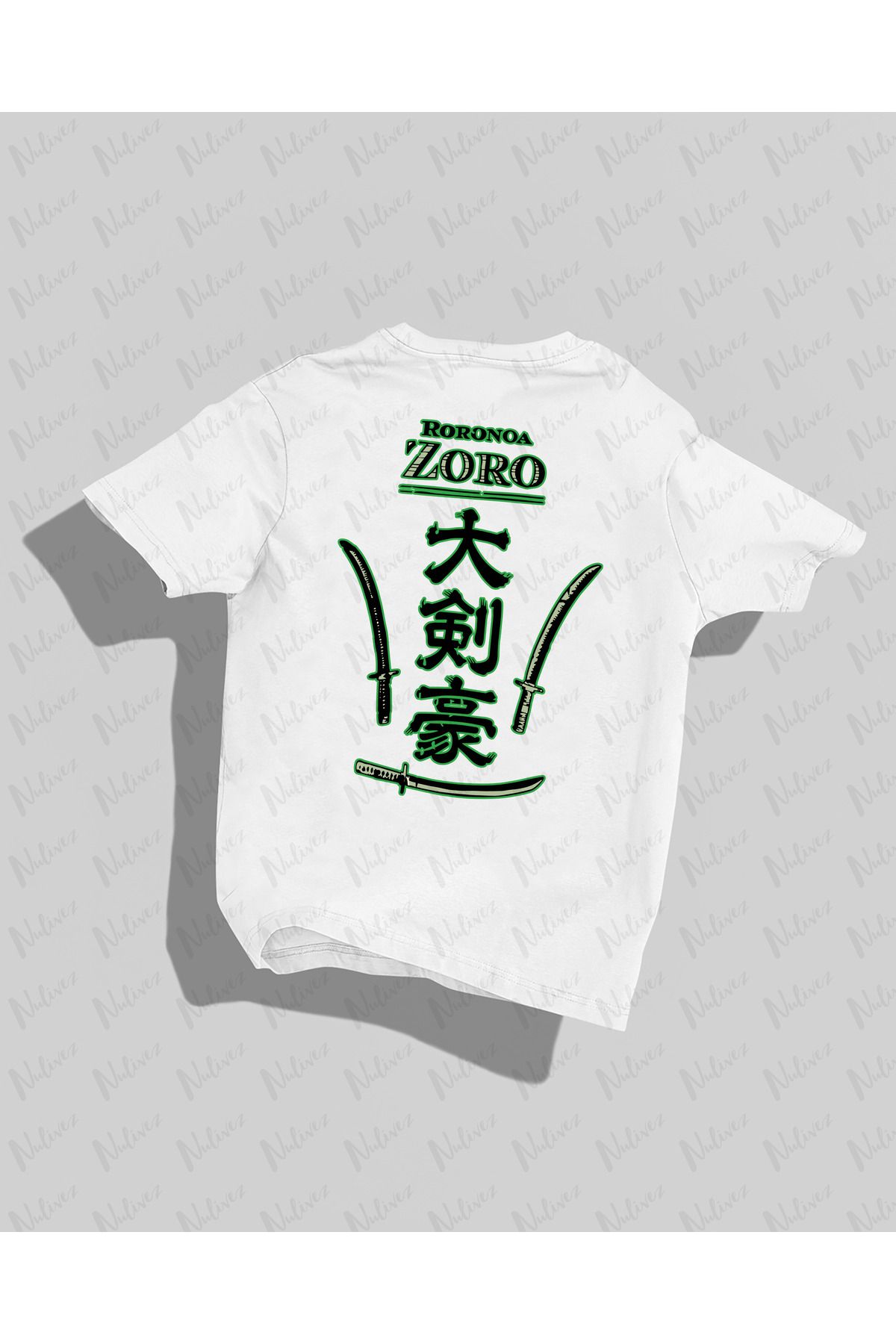 Nulivez One Piece Zoro Tasarımı Sırt Baskılı Yüksek Kalite Kompakt Unisex Oversize T-Shirt