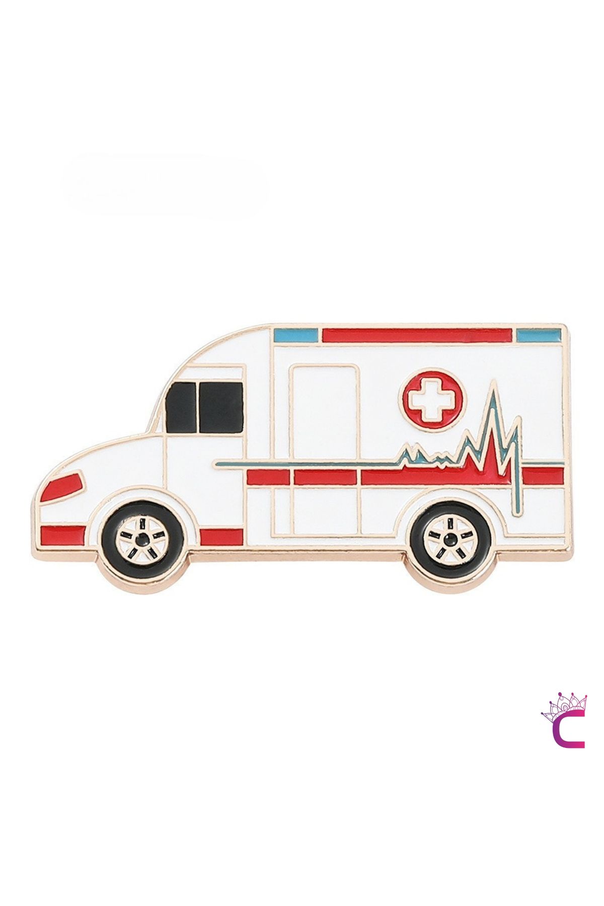 Cinderella 112 Ambulans Pin Broş - Sağlıkçı Hemşire Doktor Kıyafet Elbise Ceket Yaka İğnesi Rozeti Meslek Broşu
