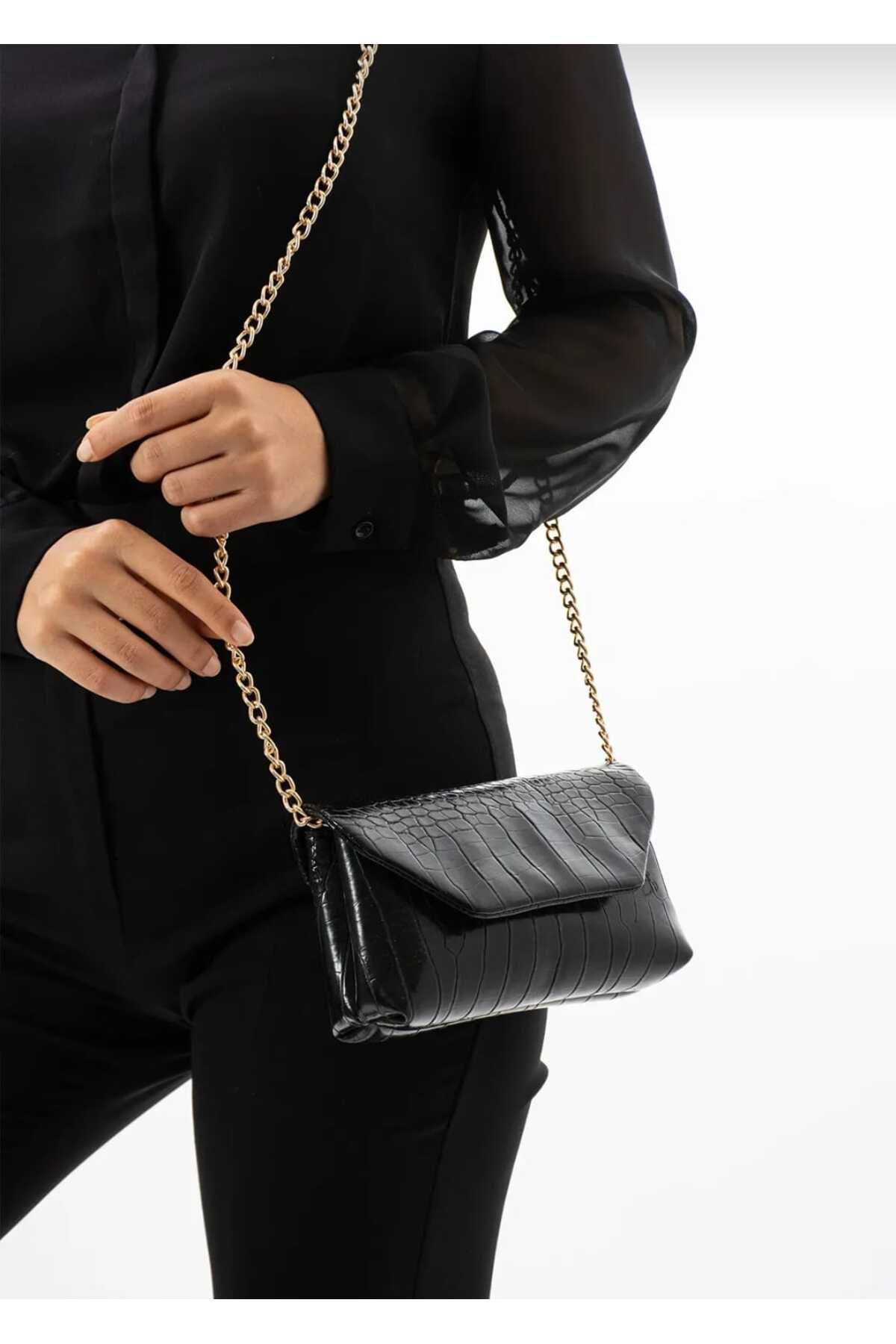ARB Kadın Croco Desen Zincirli Çanta Hediyelik Çanta Modern Çanta