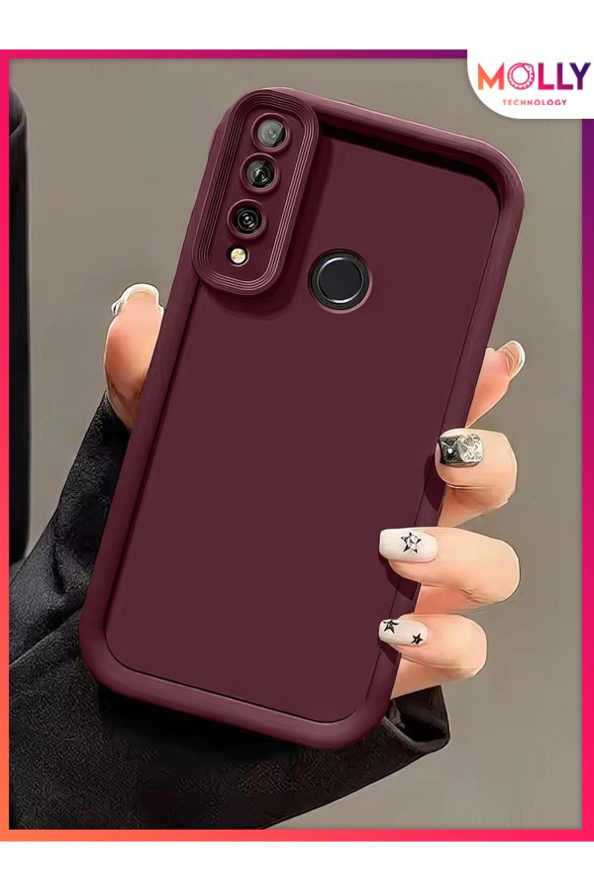 Molly Huawei Y9 PRİME 2019 İçin Vişne Çürüğü Kenarları Kalın Pan Silikon Kılıf