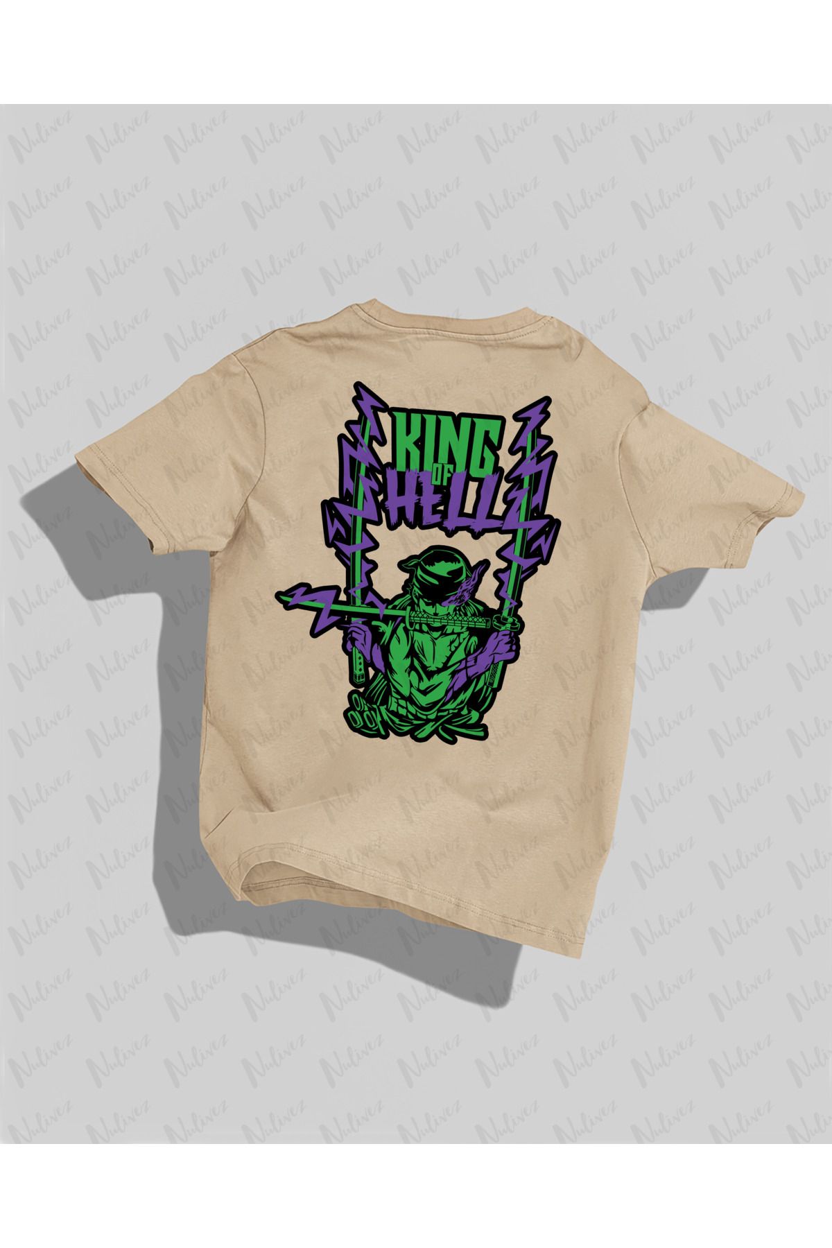 Nulivez One Piece Zoro Tasarımı Sırt Baskılı Yüksek Kalite Kompakt Unisex Oversize T-Shirt