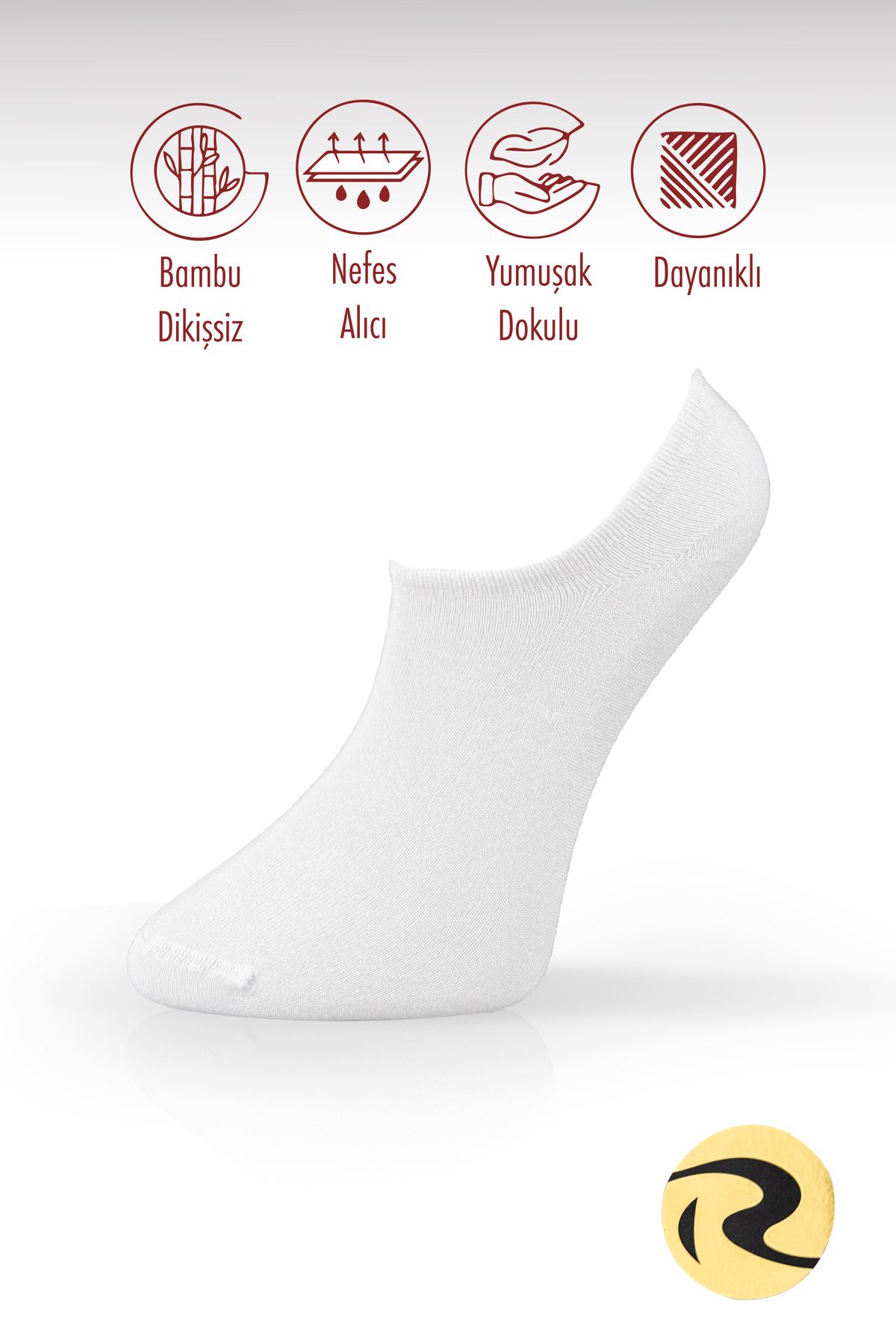 Roff Bambu Sneaker Kadın Çorap Dikişsiz Görünmez Bilekte Spor Çorap Premium Tekli