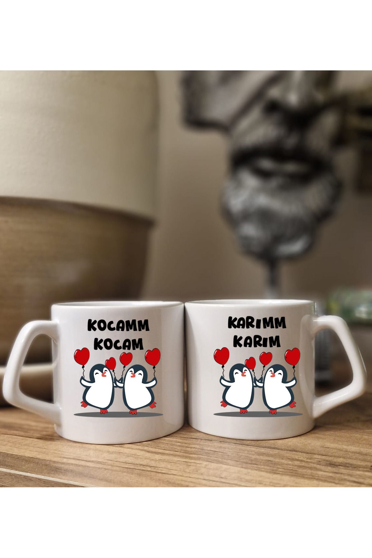 DİLAHOME Sevgililere Özel Komik Çift Kupa Seti – Karım Karım & Kocam Kocam Tasarımı