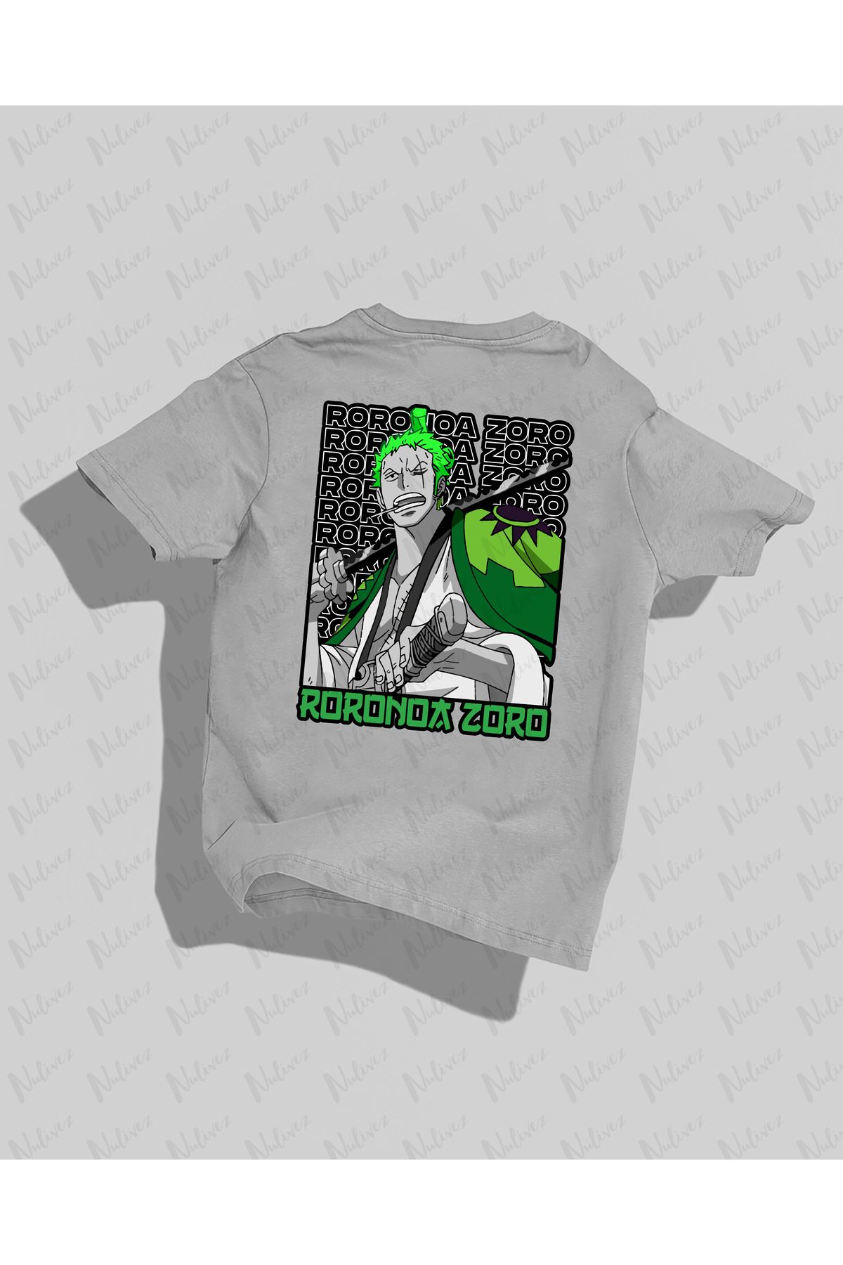 Nulivez One Piece Zoro Tasarımı Sırt Baskılı Yüksek Kalite Kompakt Unisex Oversize T-Shirt