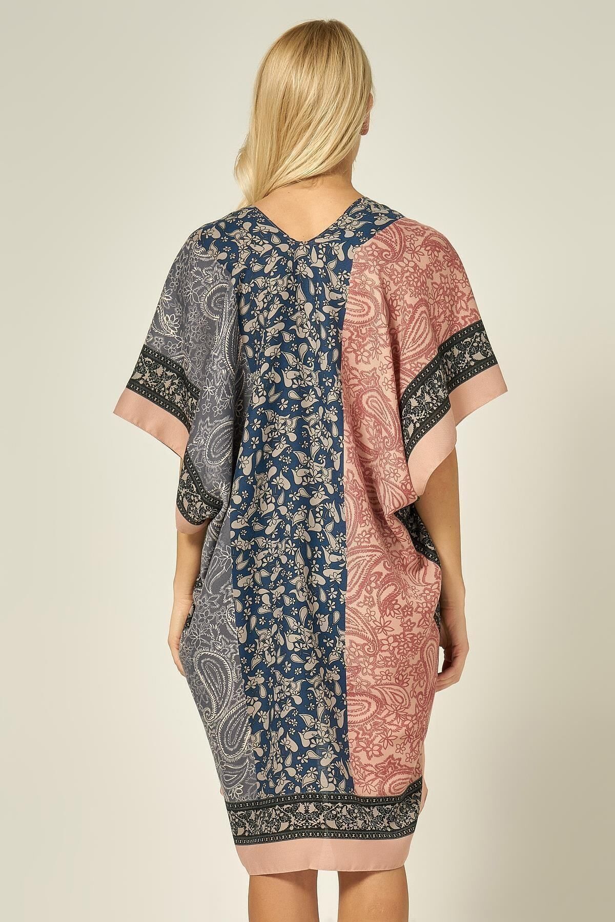 MARBERRY Pembe Desenli Pareo Kimono Plaj Elbisesi