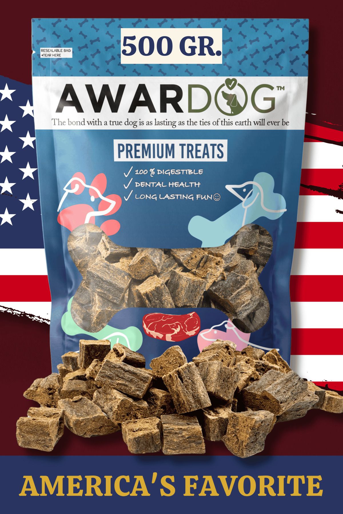 AWARDOG %100 Doğal Kuzu Etli Ciğer Küpleri – Yüksek Proteinli Köpek Ödül Maması (500 GR)