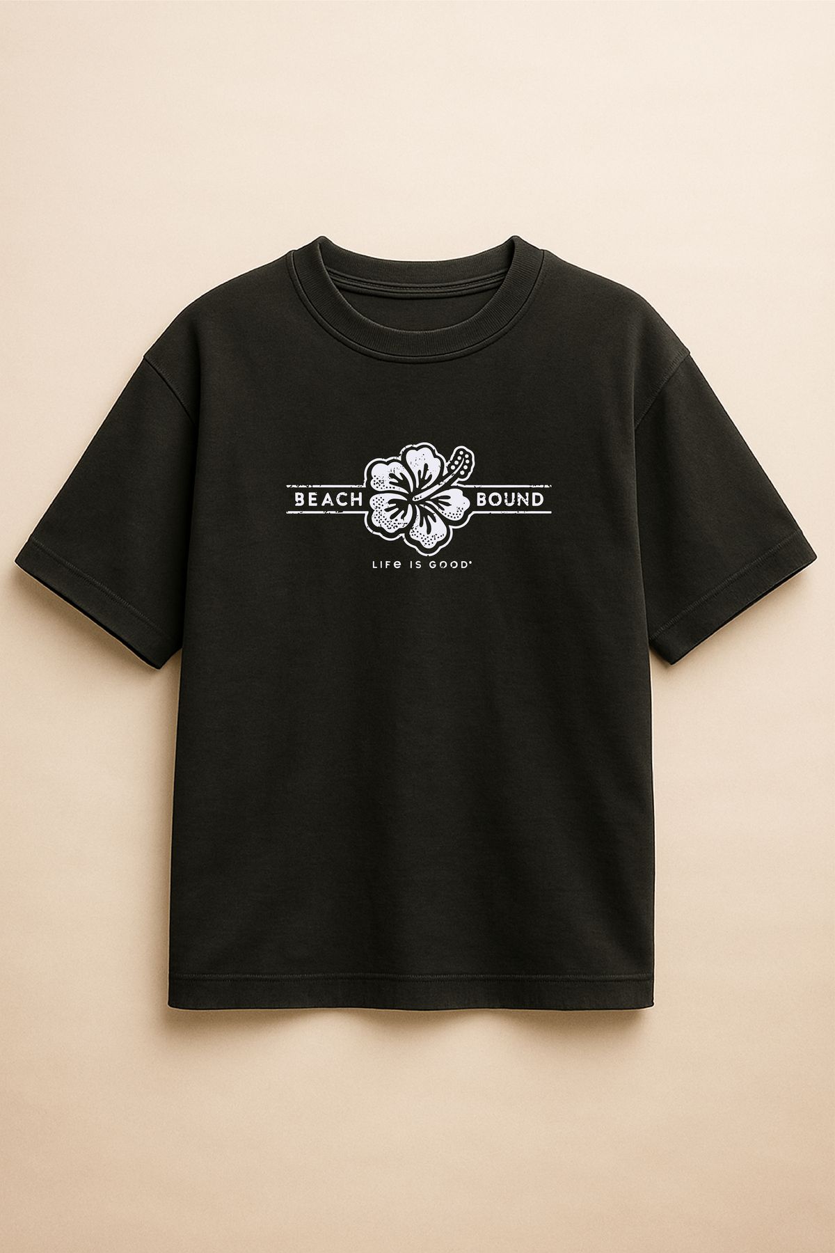 Altair Tr Siyah Renk Oversize Beach Bound Çiçek Baskılı Unisex Tişört T-Shirt