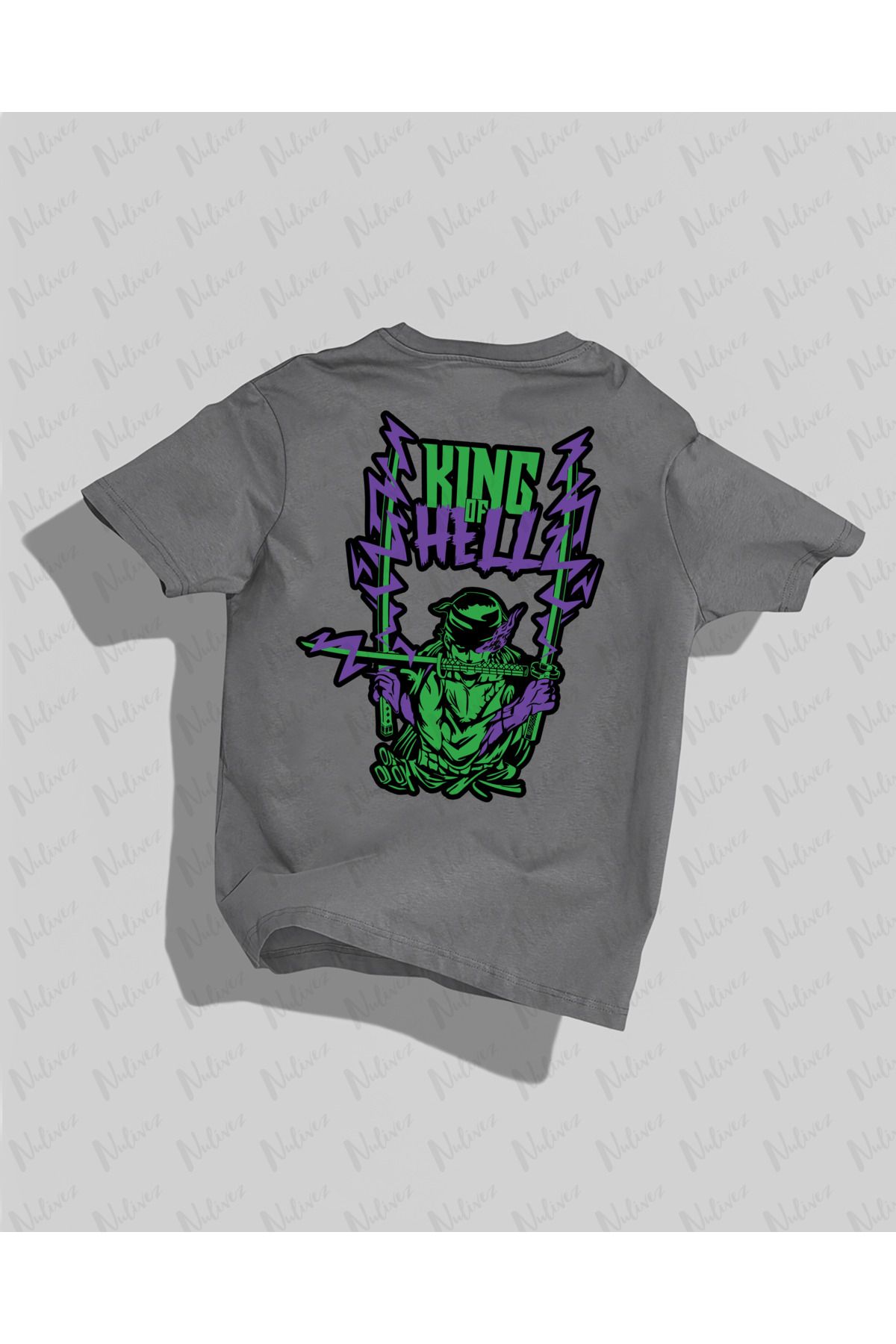 Nulivez One Piece Zoro Tasarımı Sırt Baskılı Yüksek Kalite Kompakt Unisex Oversize T-Shirt