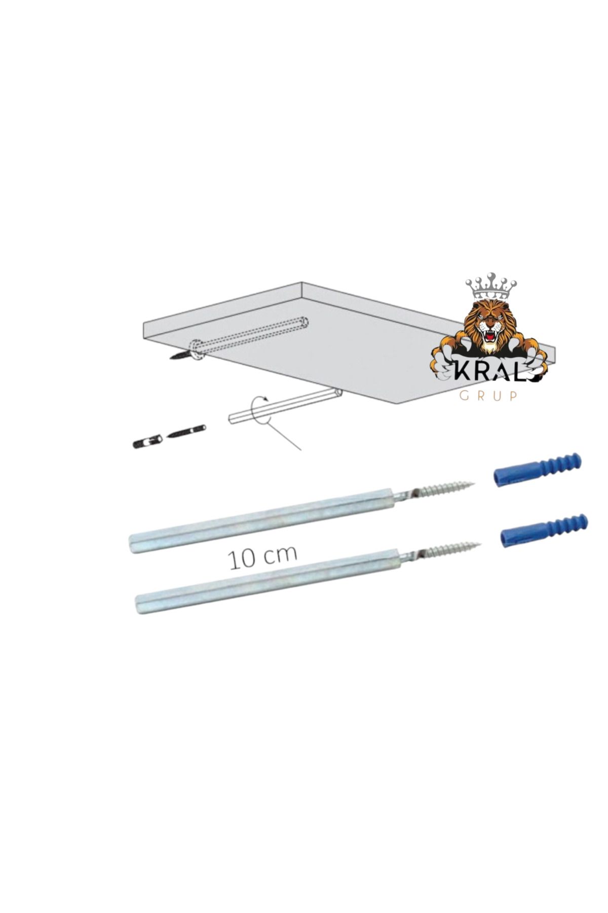 kral hırdavat UMUT ÇALIK 10cm Gizli Raf Tutucu - 8mm çapında 1.kalite ''BİR TAKIM FİYATIDIR''