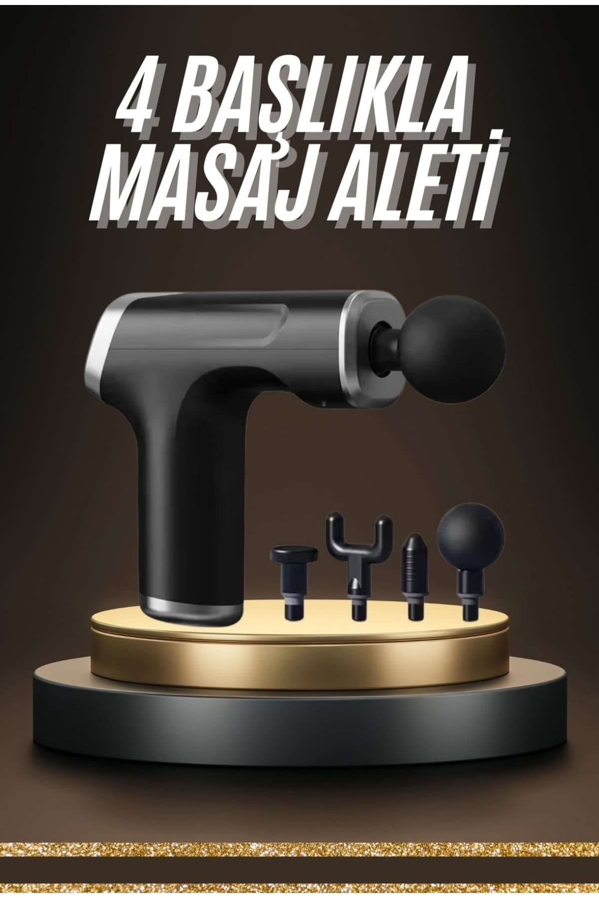 UCUZTEKNO Profesyonel Masaj Tabancası Sporcu Masaj Aleti 4 Başlıklı Şarjlı Titreşimli