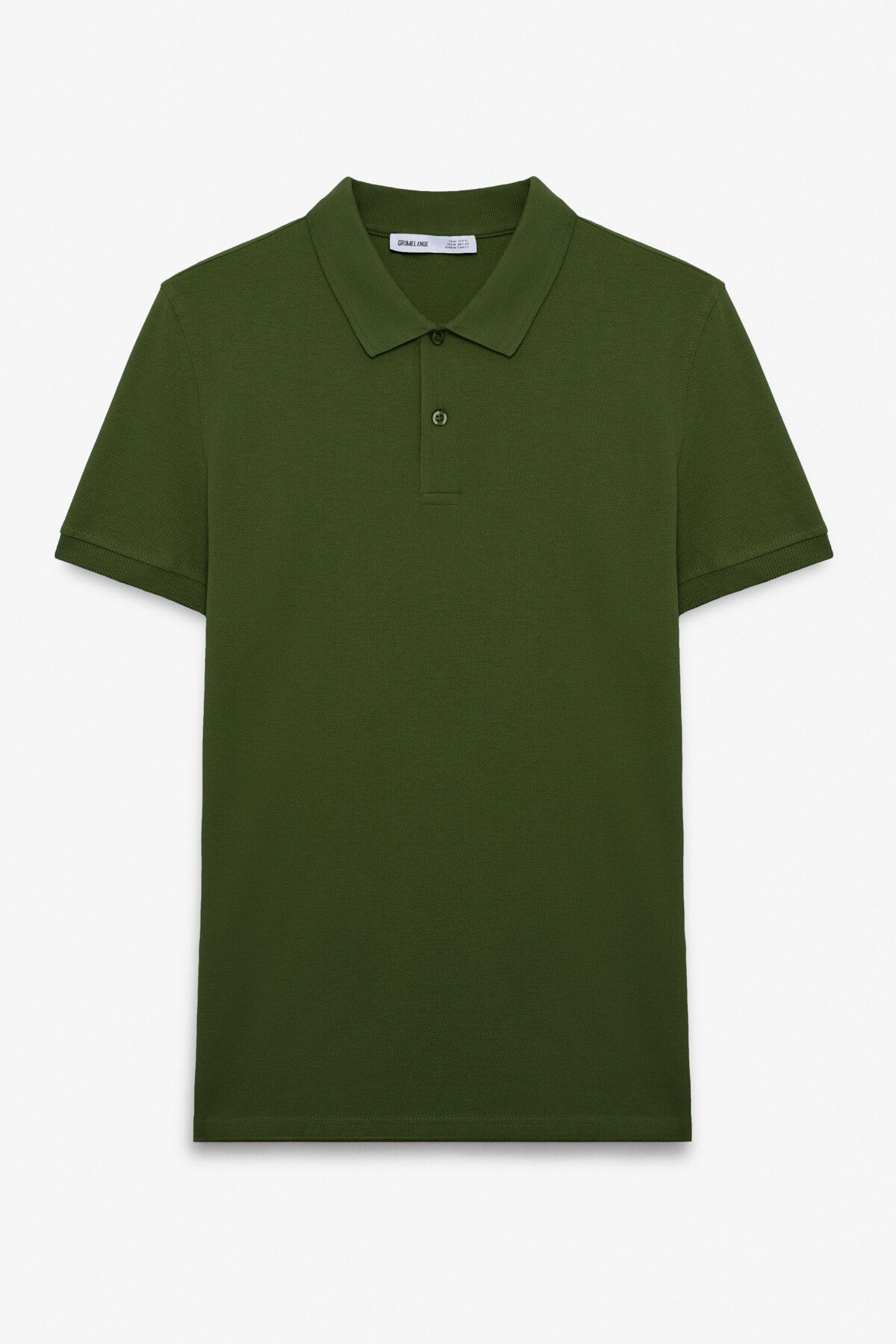 GRIMELANGE SKYLOOM Erkek %100 Pamuk Kısa Kollu Regular Fit Haki Polo Yaka T-shirt