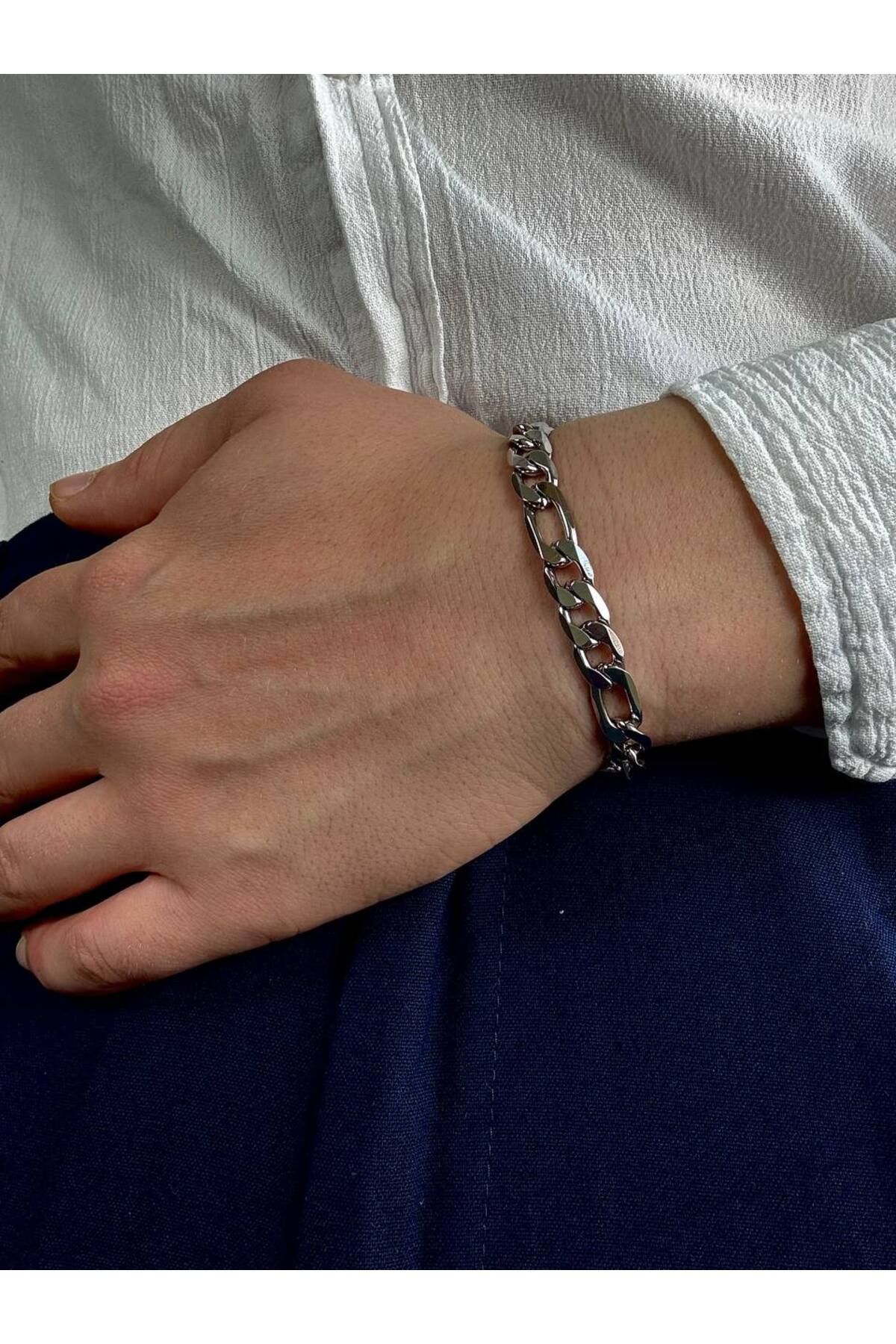 Arvens Silver Erkek Kalın Zincir Bileklik Kadın Paslanmaz Çelik Renk Atmaz Unısex Kararmaz Çelik Bileklik