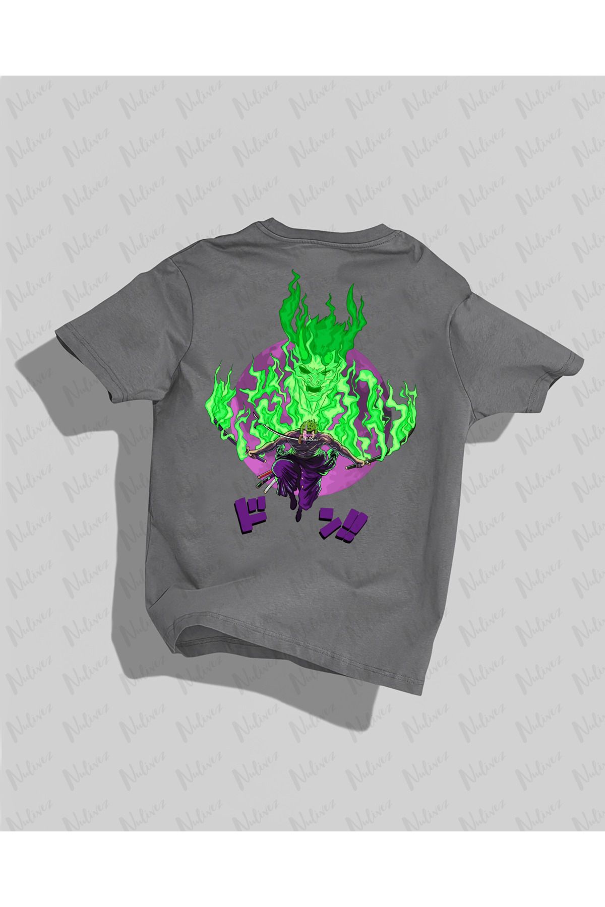 Nulivez One Piece Zoro Tasarımı Sırt Baskılı Yüksek Kalite Kompakt Unisex Oversize T-Shirt