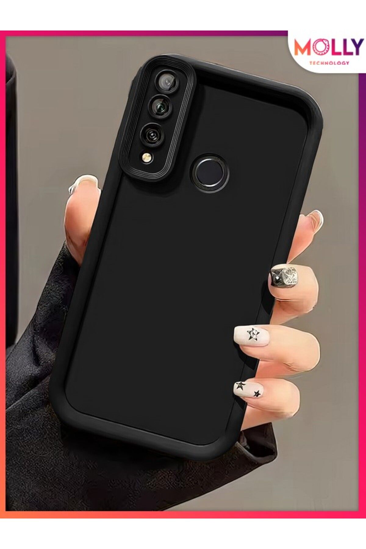 Molly Huawei Y9 PRİME 2019 İçin Siyah Kenarları Kalın Pan Silikon Kılıf