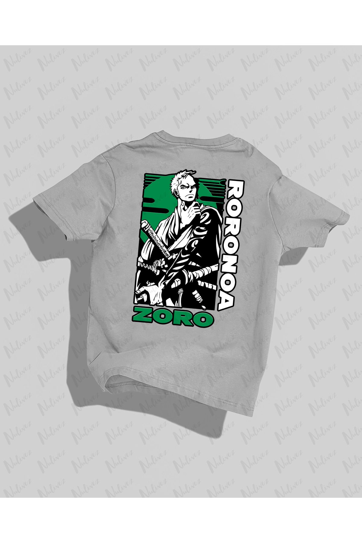 Nulivez One Piece Zoro Tasarımı Sırt Baskılı Yüksek Kalite Kompakt Unisex Oversize T-Shirt