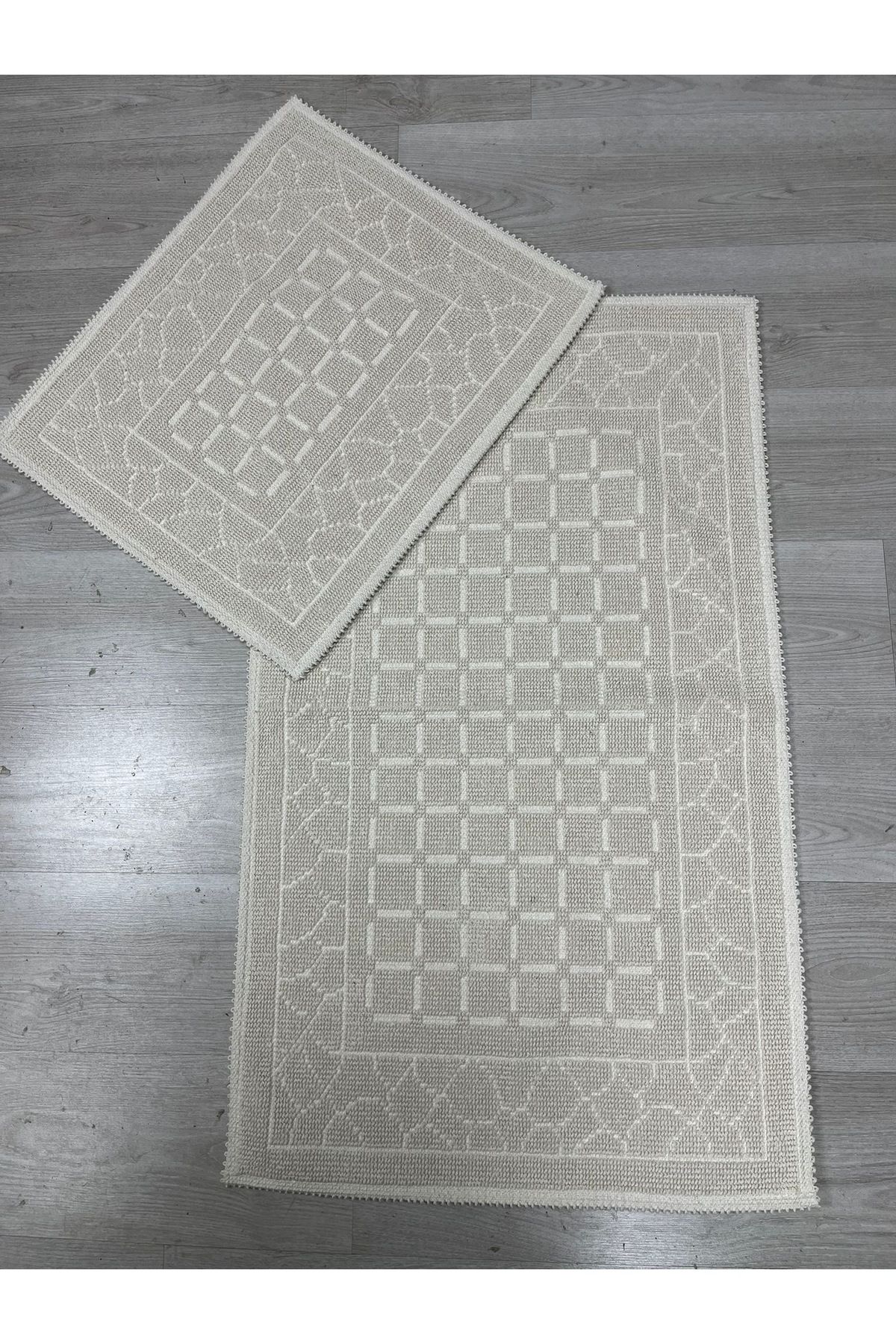 Çelsa Home Bukle 2'li Banyo Paspas Takımı Mozaik Krem