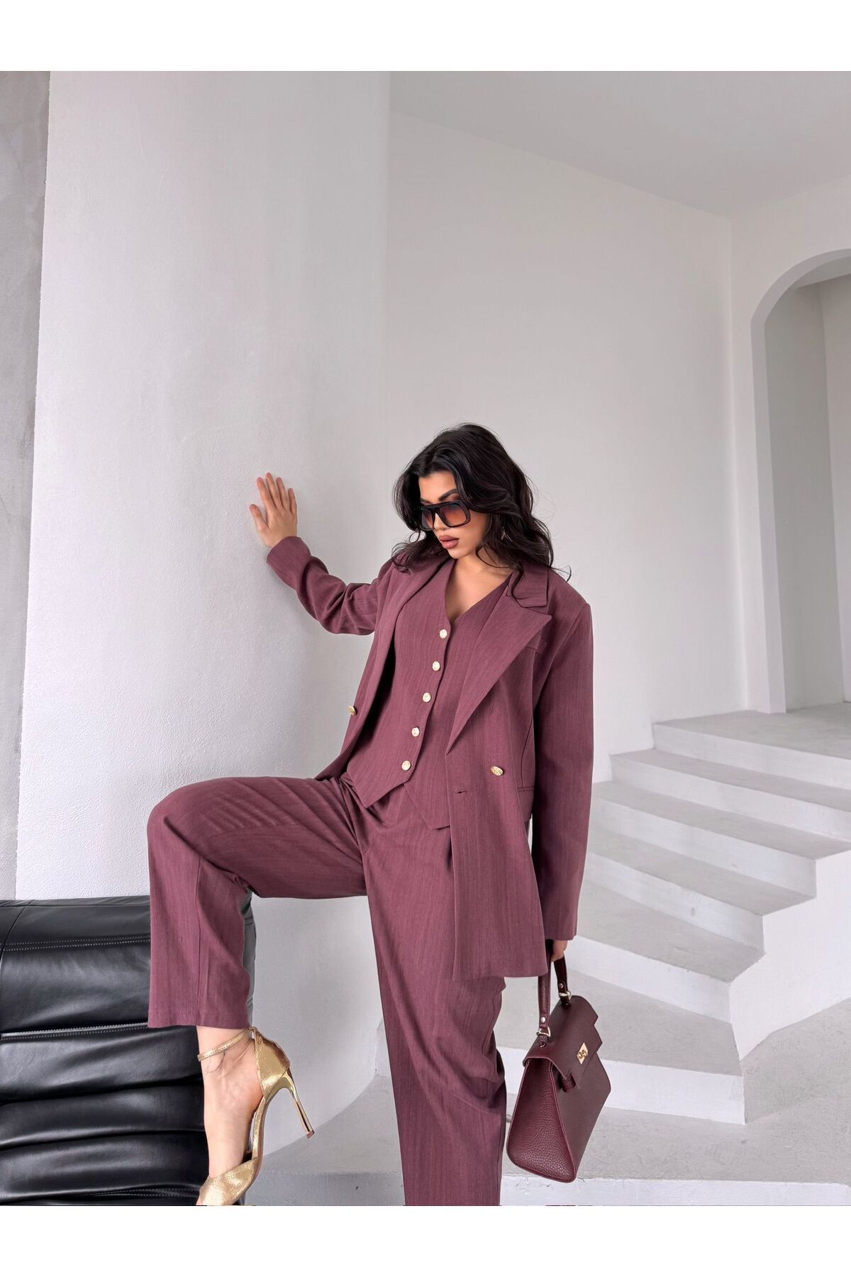 Zaya Collection Keten Kumaş Yelek Pantolon Ceket Takım Elbise