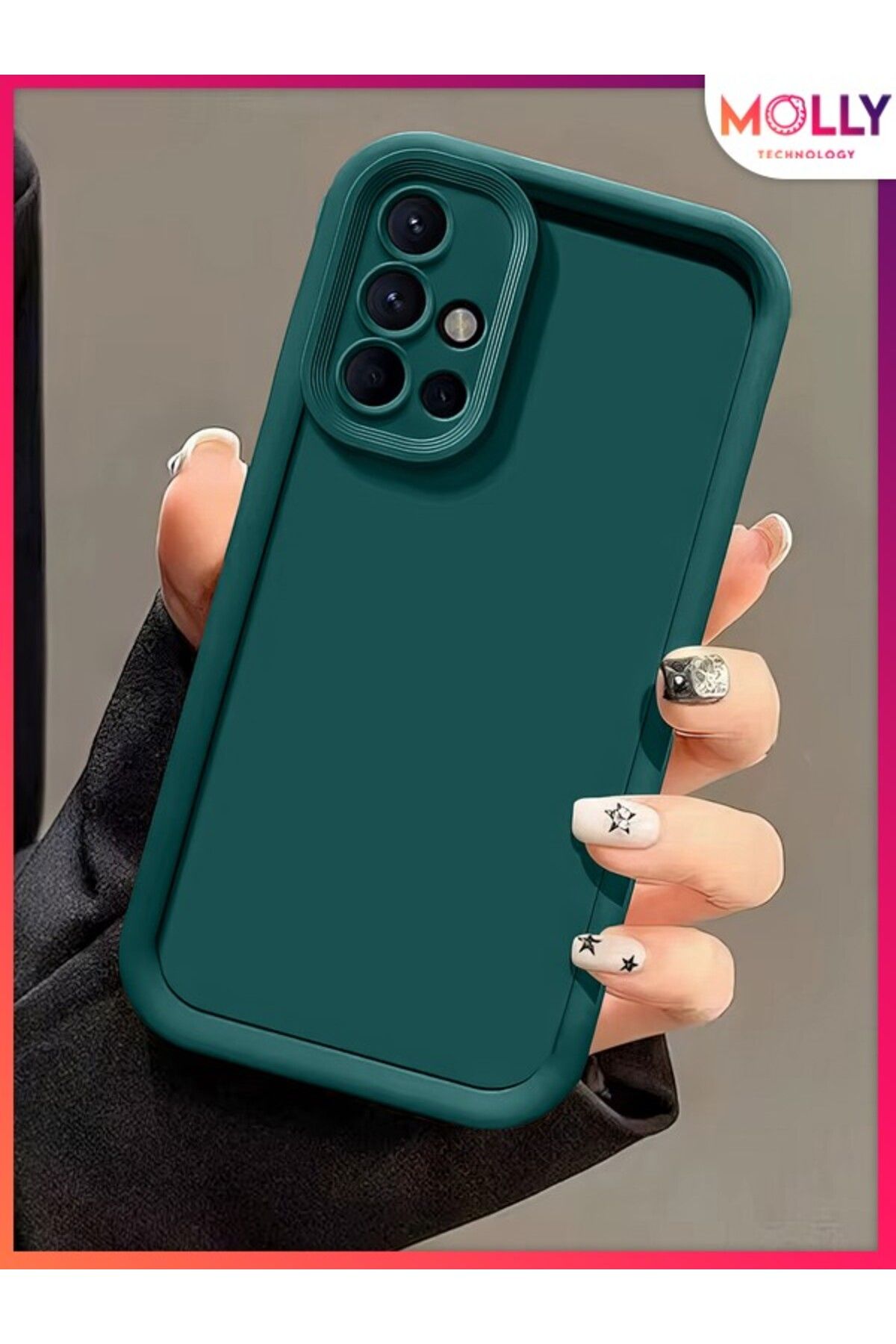 Molly Samsung Galaxy A71 İçin Çam Yeşili Kenarları Kalın Pan Silikon Kılıf