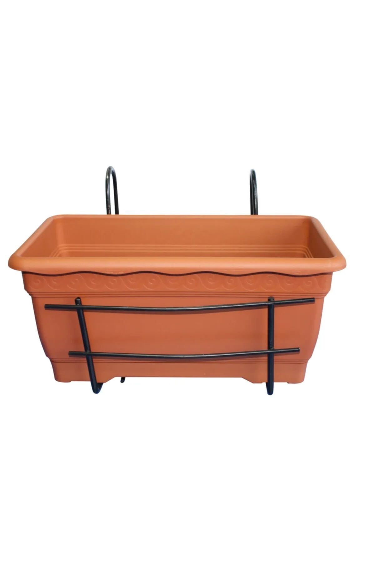DDTREND 30 CM Dekoratif Ferforje Metal Askılı Plastik Balkon Saksısı