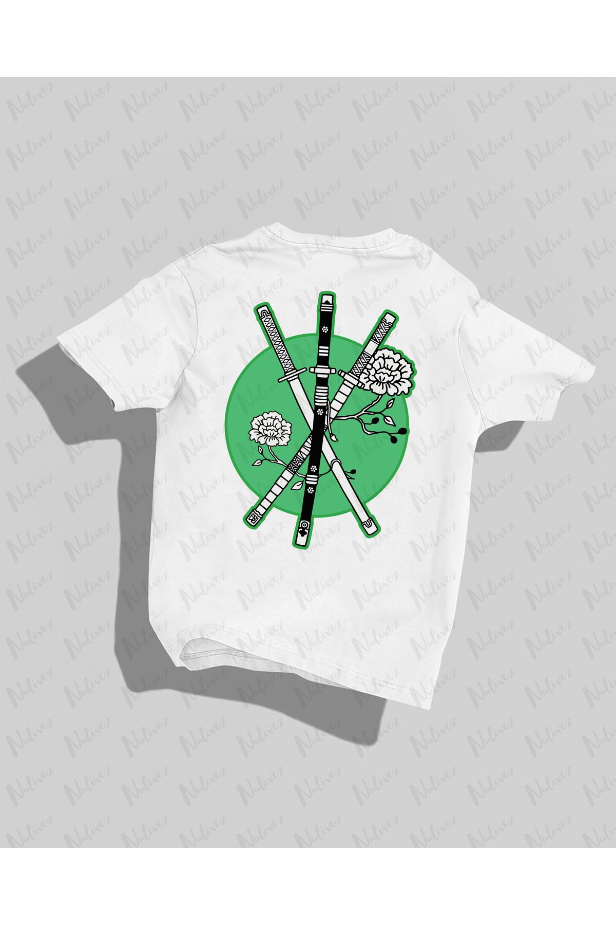 Nulivez One Piece Zoro Tasarımı Sırt Baskılı Yüksek Kalite Kompakt Unisex Oversize T-Shirt