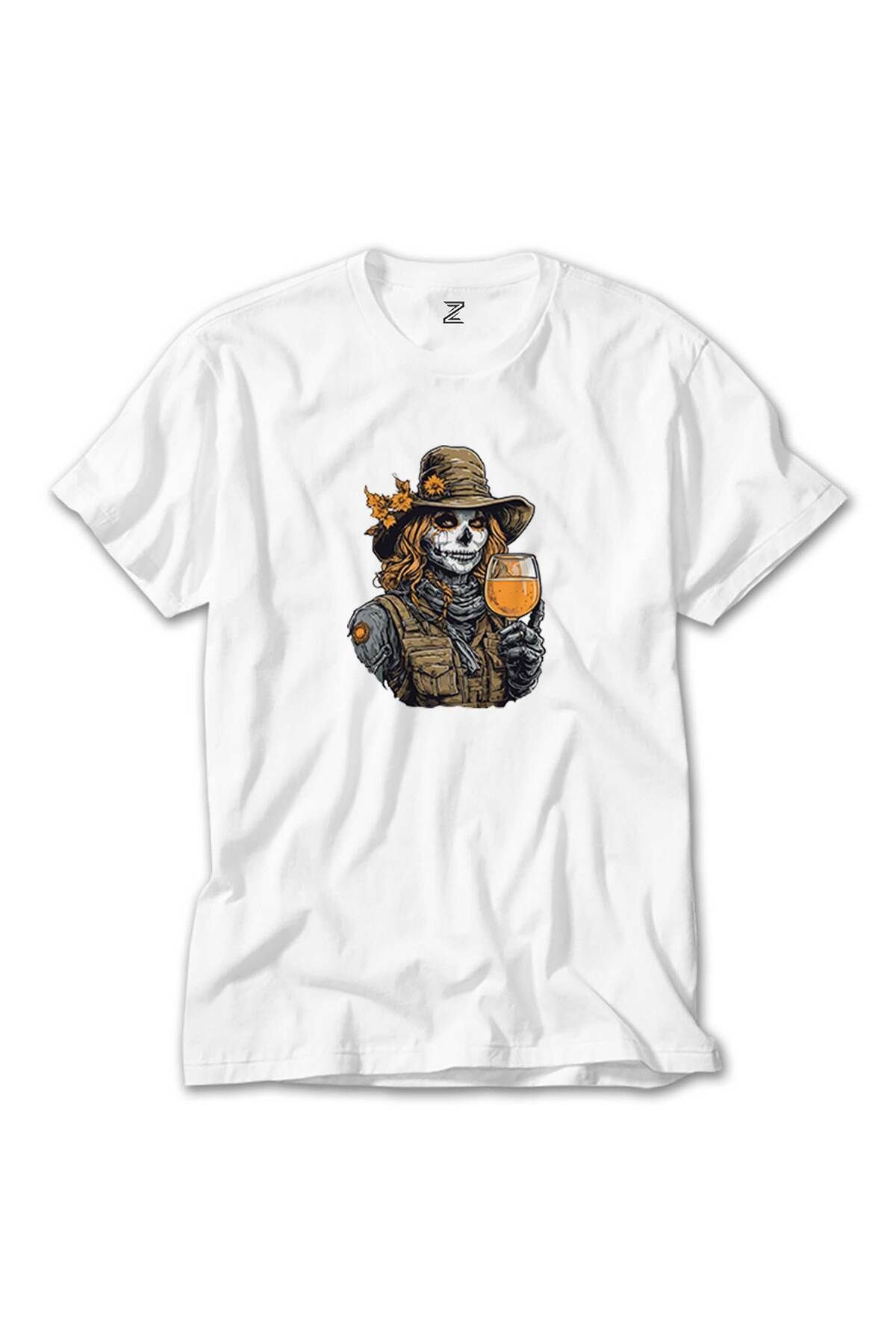 WAKHA Kovboy Woman Skull Beyaz Tişört