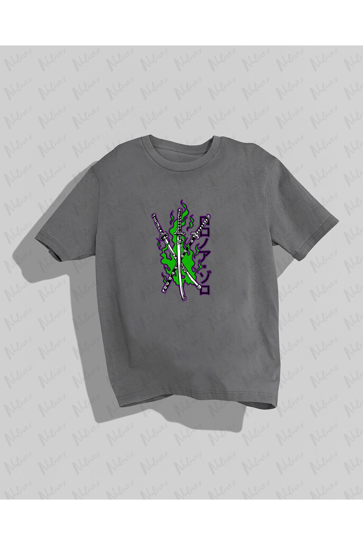Nulivez One Piece Zoro Tasarımı Baskılı Yüksek Kalite Kompakt Unisex Oversize T-Shirt