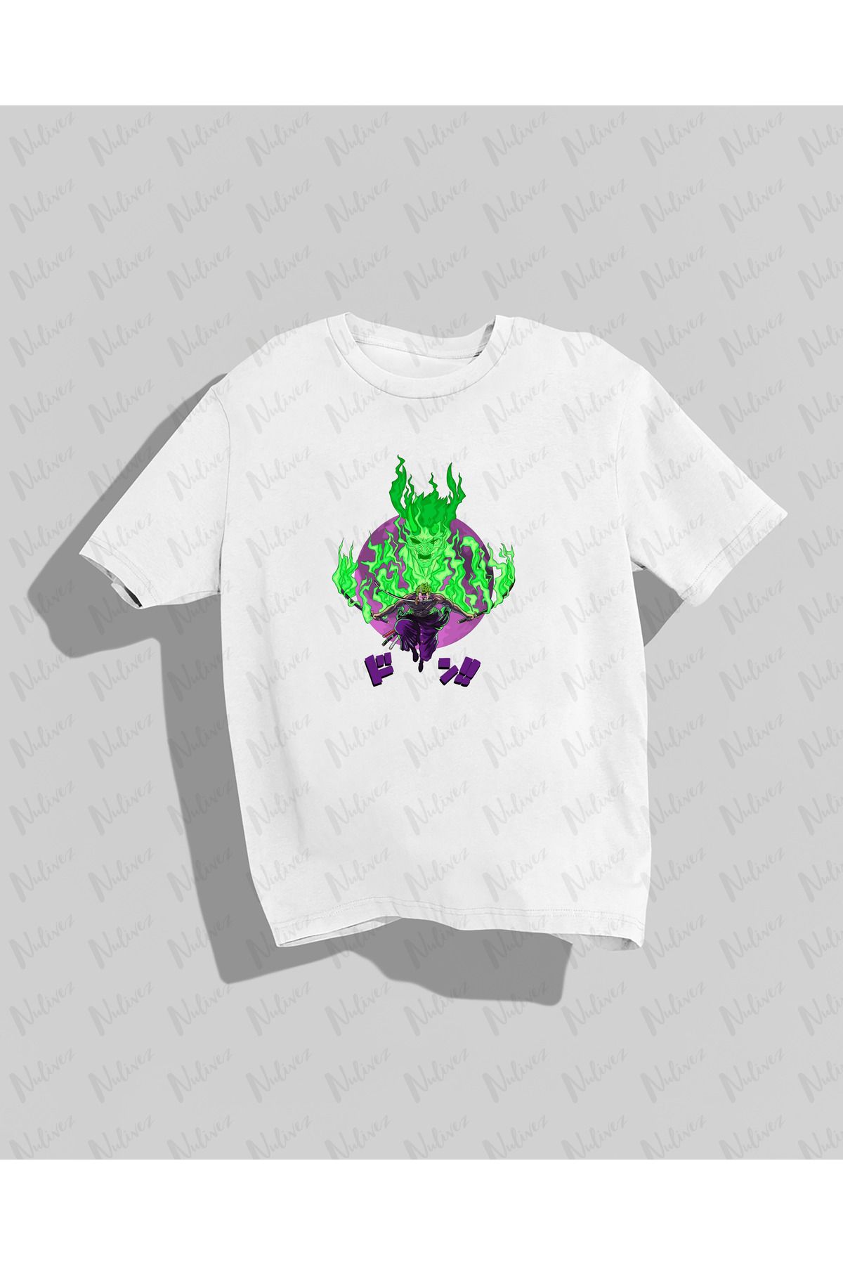 Nulivez One Piece Zoro Tasarımı Baskılı Yüksek Kalite Kompakt Unisex Oversize T-Shirt