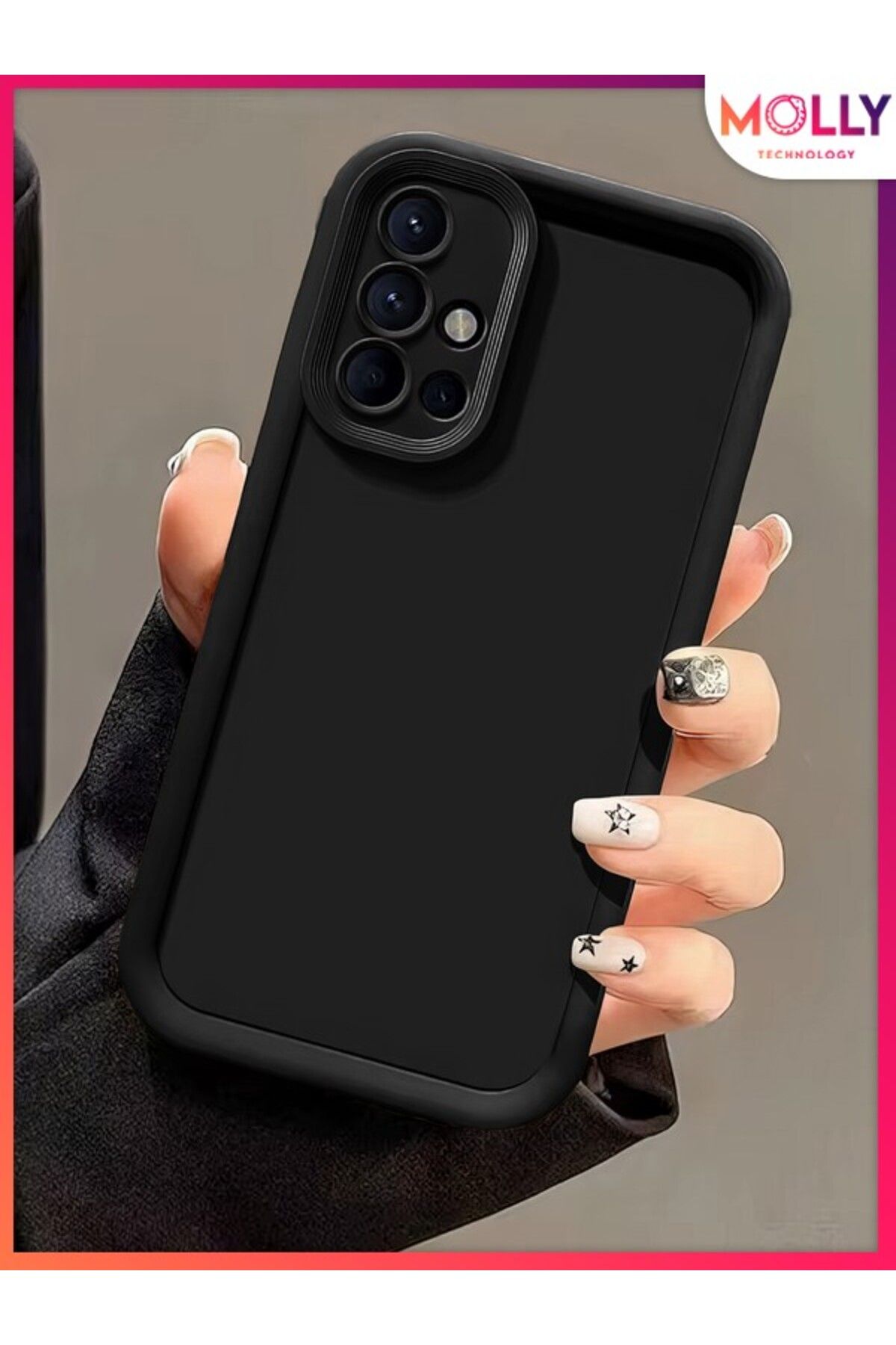 Molly Samsung Galaxy A71 İçin Siyah Kenarları Kalın Pan Silikon Kılıf