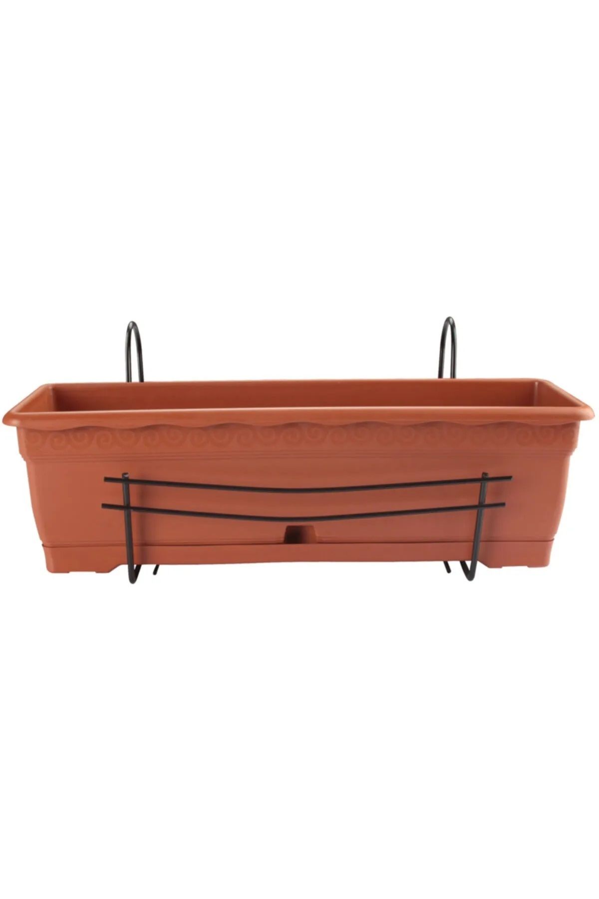 DDTREND Ferforje Metal Askılı Plastik Balkon Saksısı 60 CM