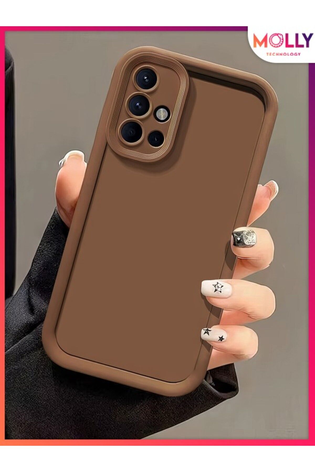 Molly Samsung Galaxy A71 İçin Fallow Brown Kenarları Kalın Pan Silikon Kılıf