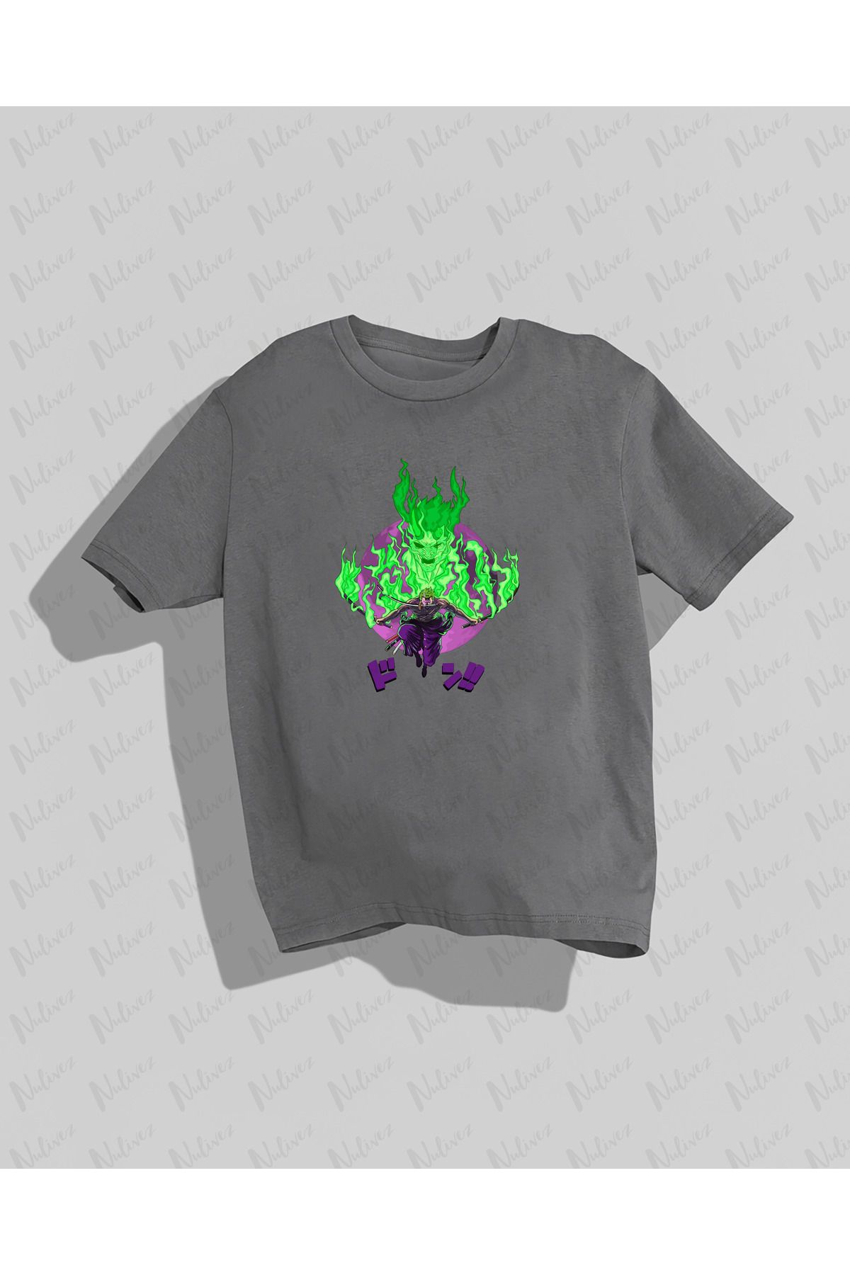 Nulivez One Piece Zoro Tasarımı Baskılı Yüksek Kalite Kompakt Unisex Oversize T-Shirt