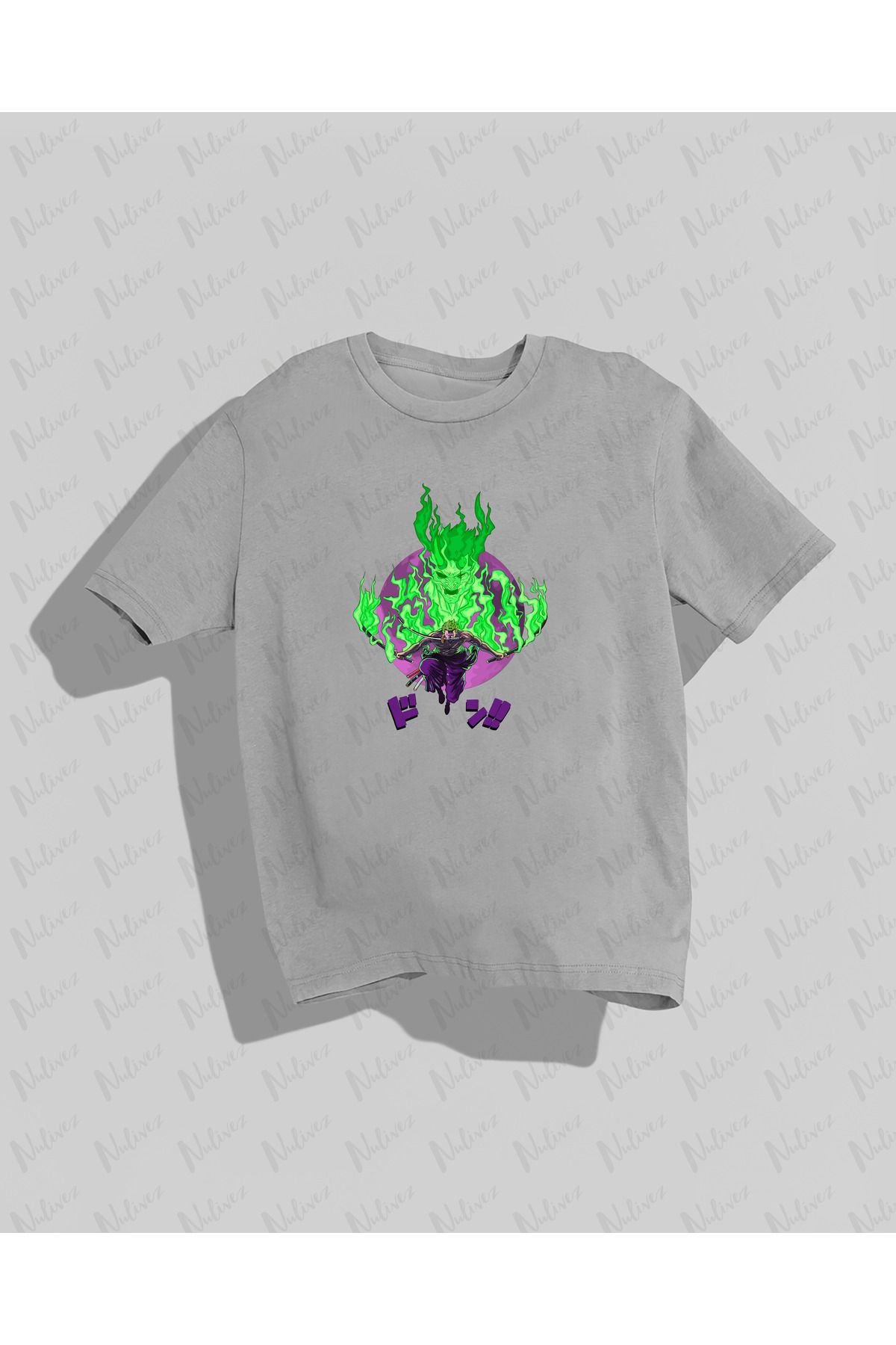 Nulivez One Piece Zoro Tasarımı Baskılı Yüksek Kalite Kompakt Unisex Oversize T-Shirt