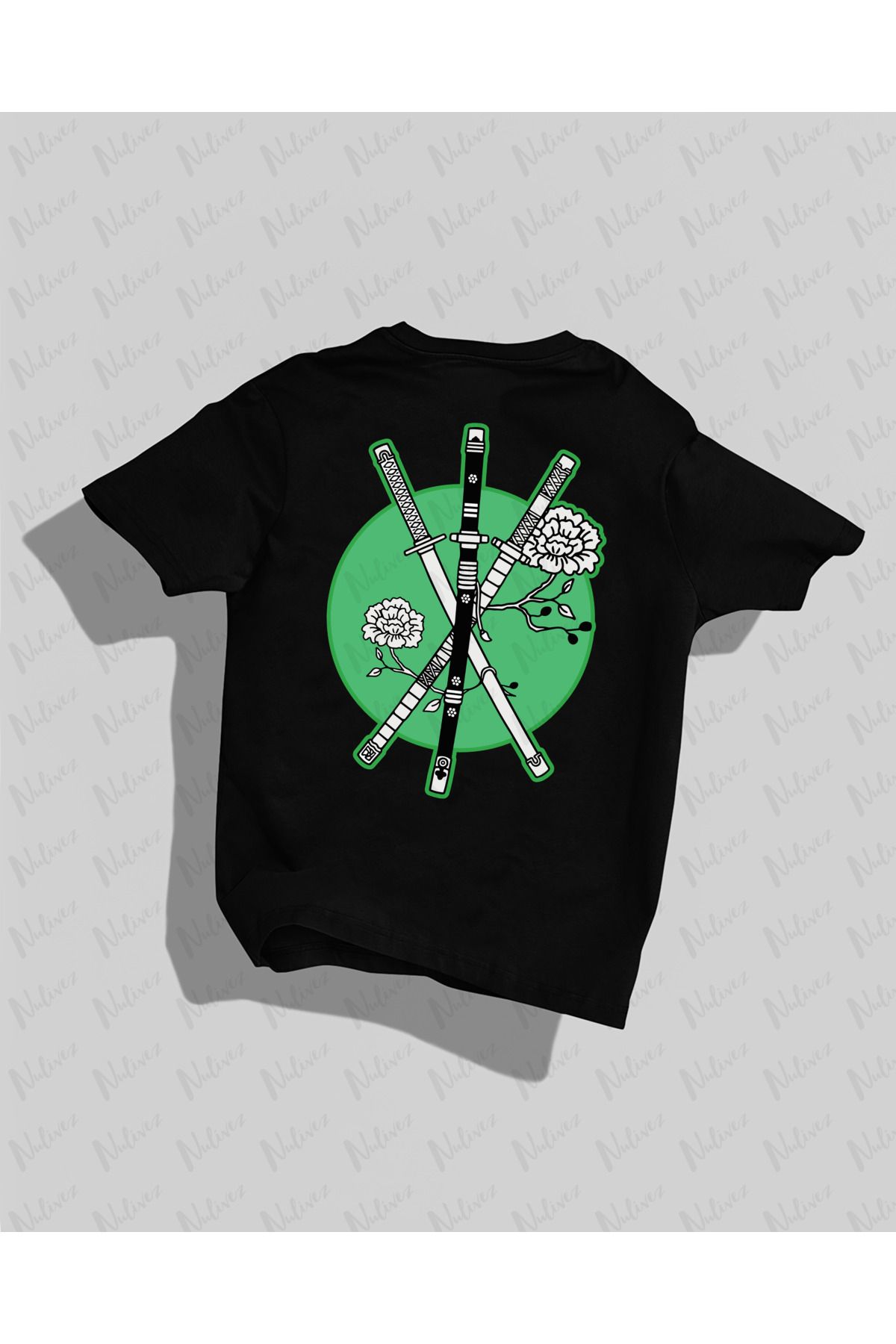 Nulivez One Piece Zoro Tasarımı Sırt Baskılı Yüksek Kalite Kompakt Unisex Oversize T-Shirt