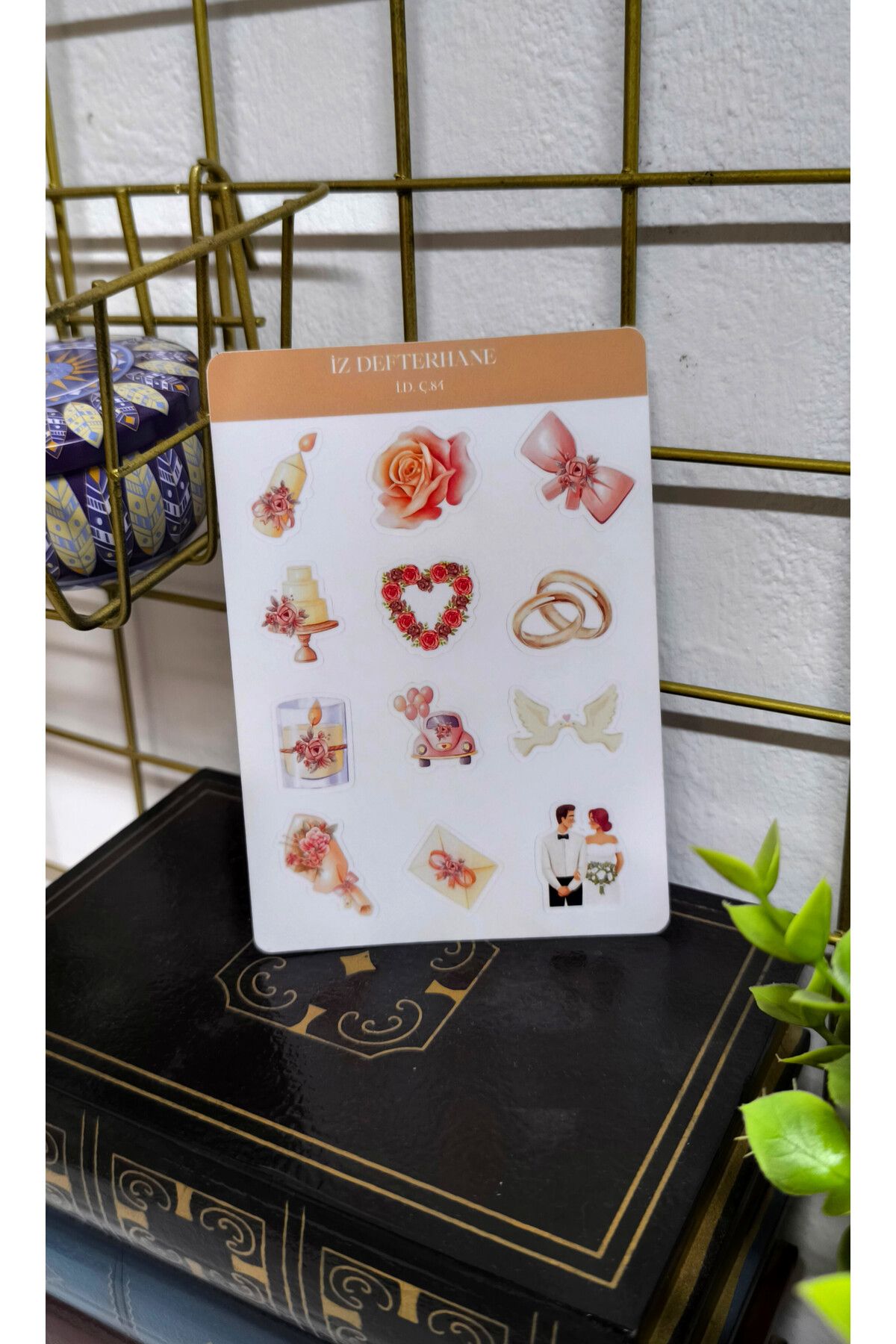 İZ DEFTERHANE Gelin Damat Düğün Çıkartma Sticker (Defter, ajanda ve planlayıcılar için uygundur)