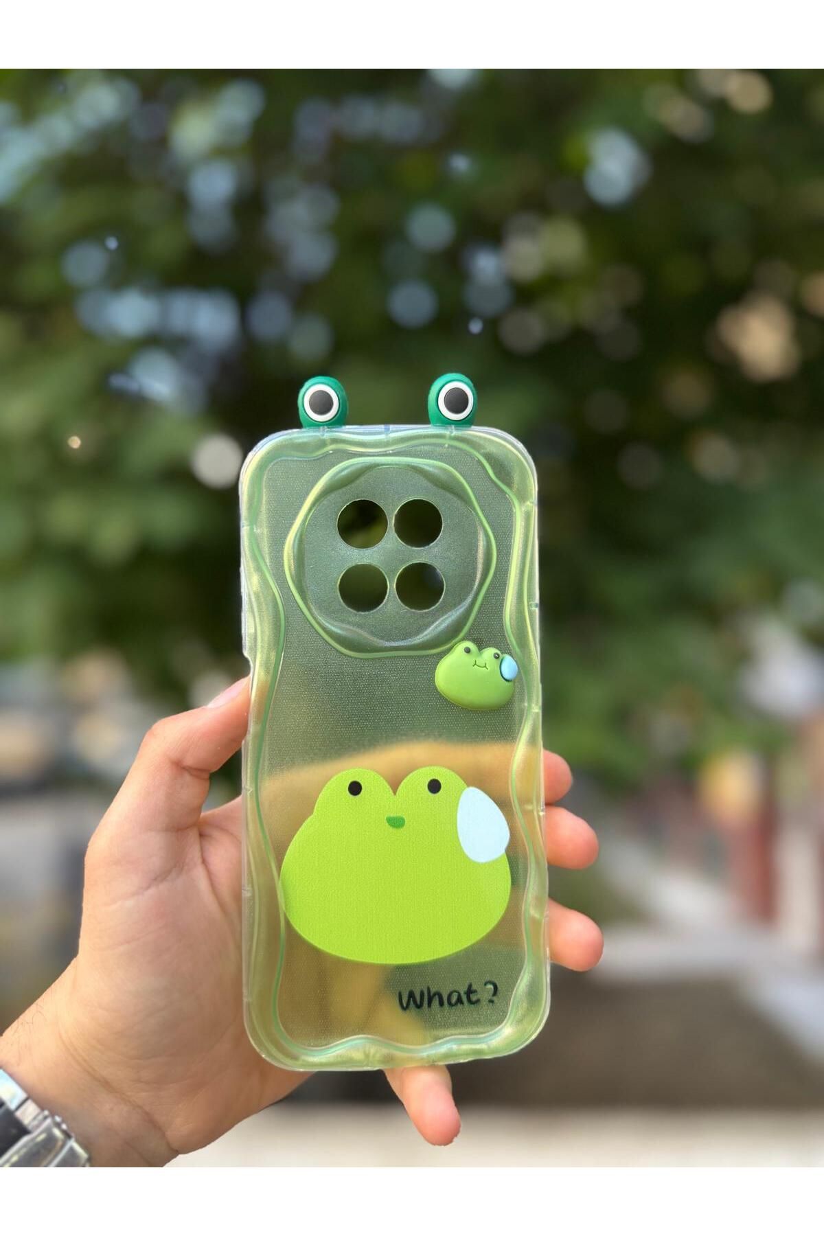 LioTech Realme 12 Uyumlu Kurbağa Desenli Kulak Desenli Darbe Emici Özelliğe Sahip Kılıf