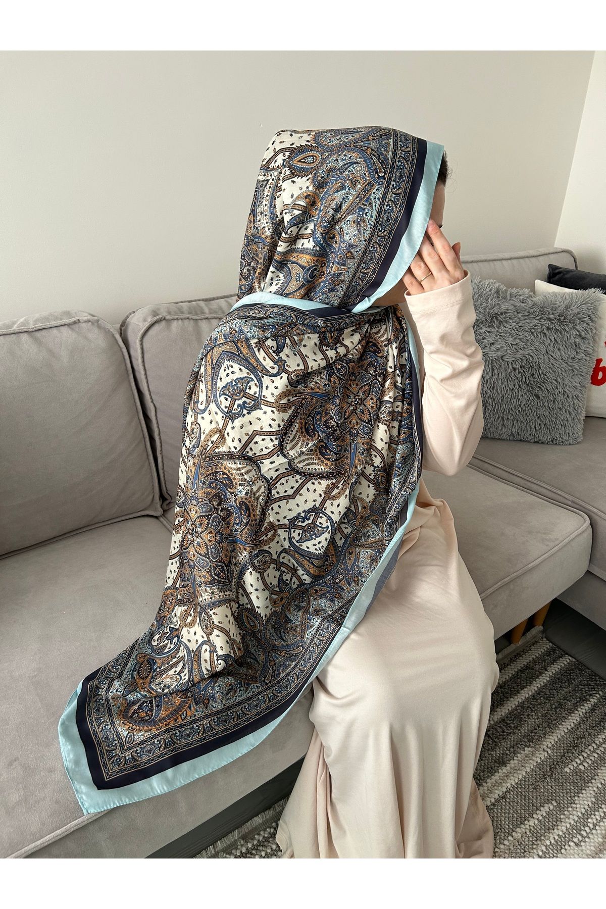 Sümeyye çeyiz Etnik Retro Desen Soft Pamuklu Şal 180*85 cm