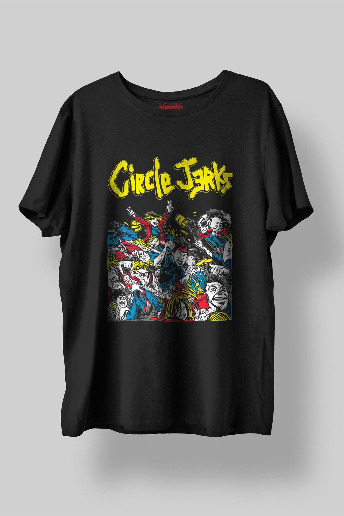 Sound Gorgeous Circle Jerks Müzik Baskılı Regular Fit Unisex Siyah T-Shirt %100 Pamuk No:0101
