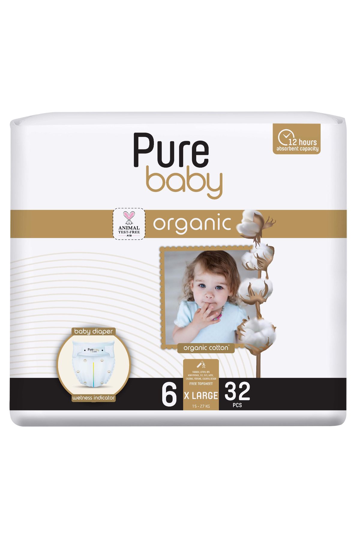 Pure Baby Scutece Pure Baby Nr. 6 (15-27kg) 32 Buc./pachet - One Size