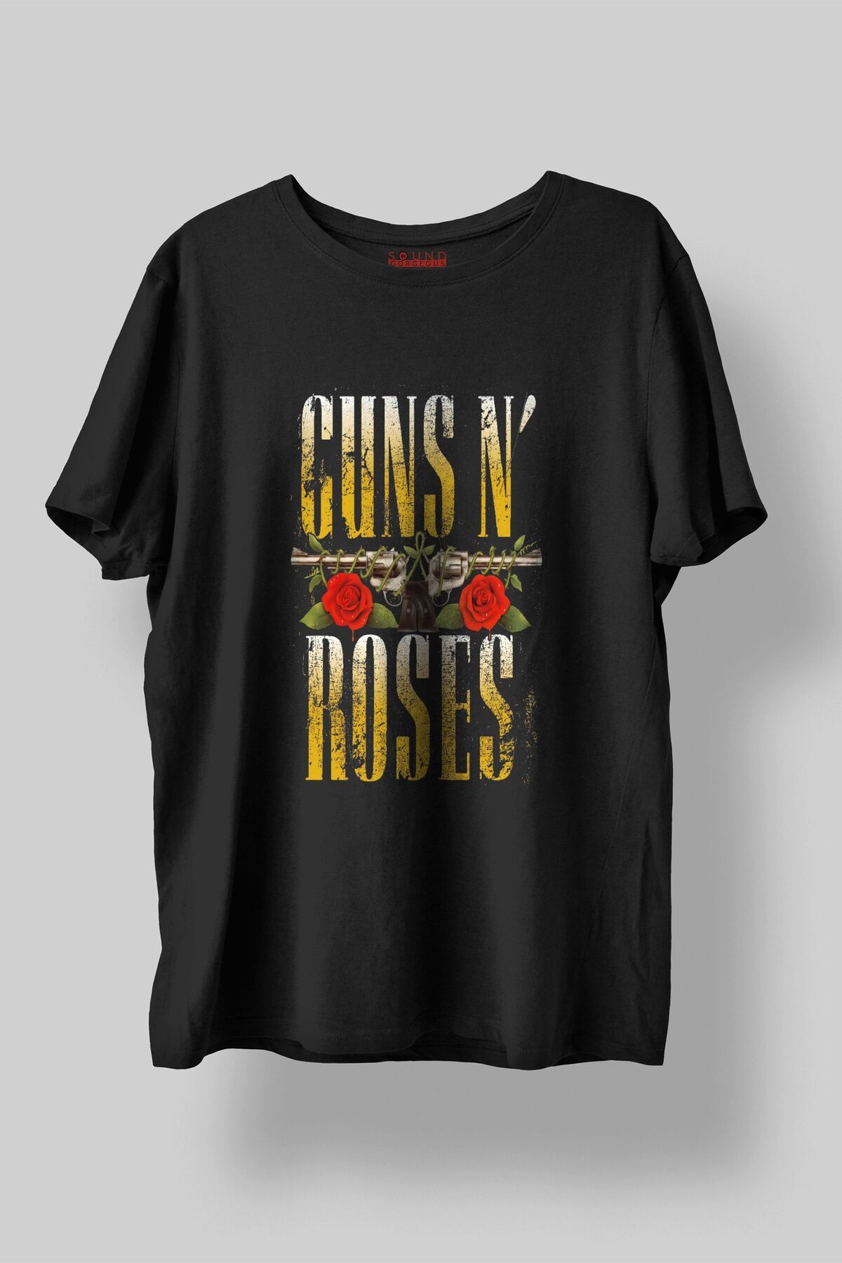 Sound Gorgeous Guns N Roses Müzik Baskılı Regular Fit Unisex Siyah T-Shirt %100 Pamuk No:0146