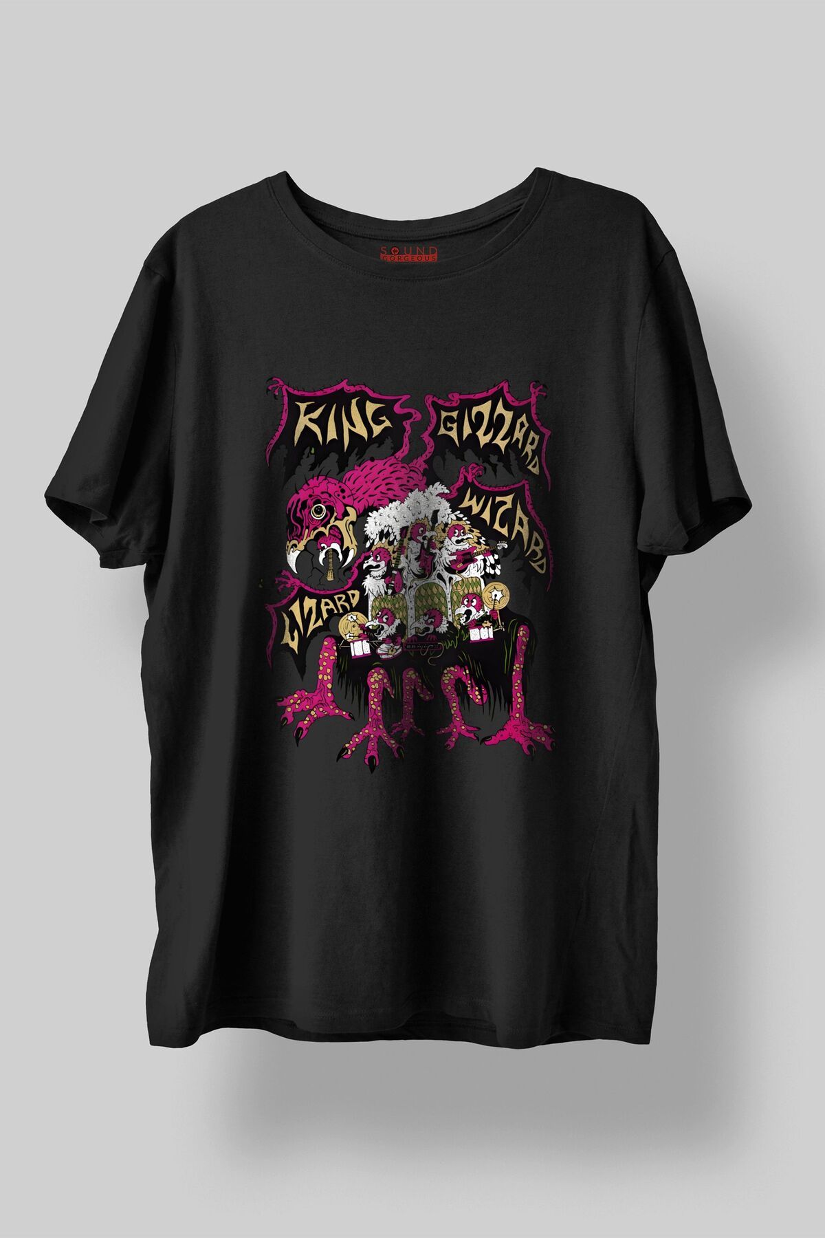 Sound Gorgeous King Gizzard Lizzard Wizard Müzik Baskılı Regular Fit Unisex Siyah T-Shirt %100 Pamuk No:0176