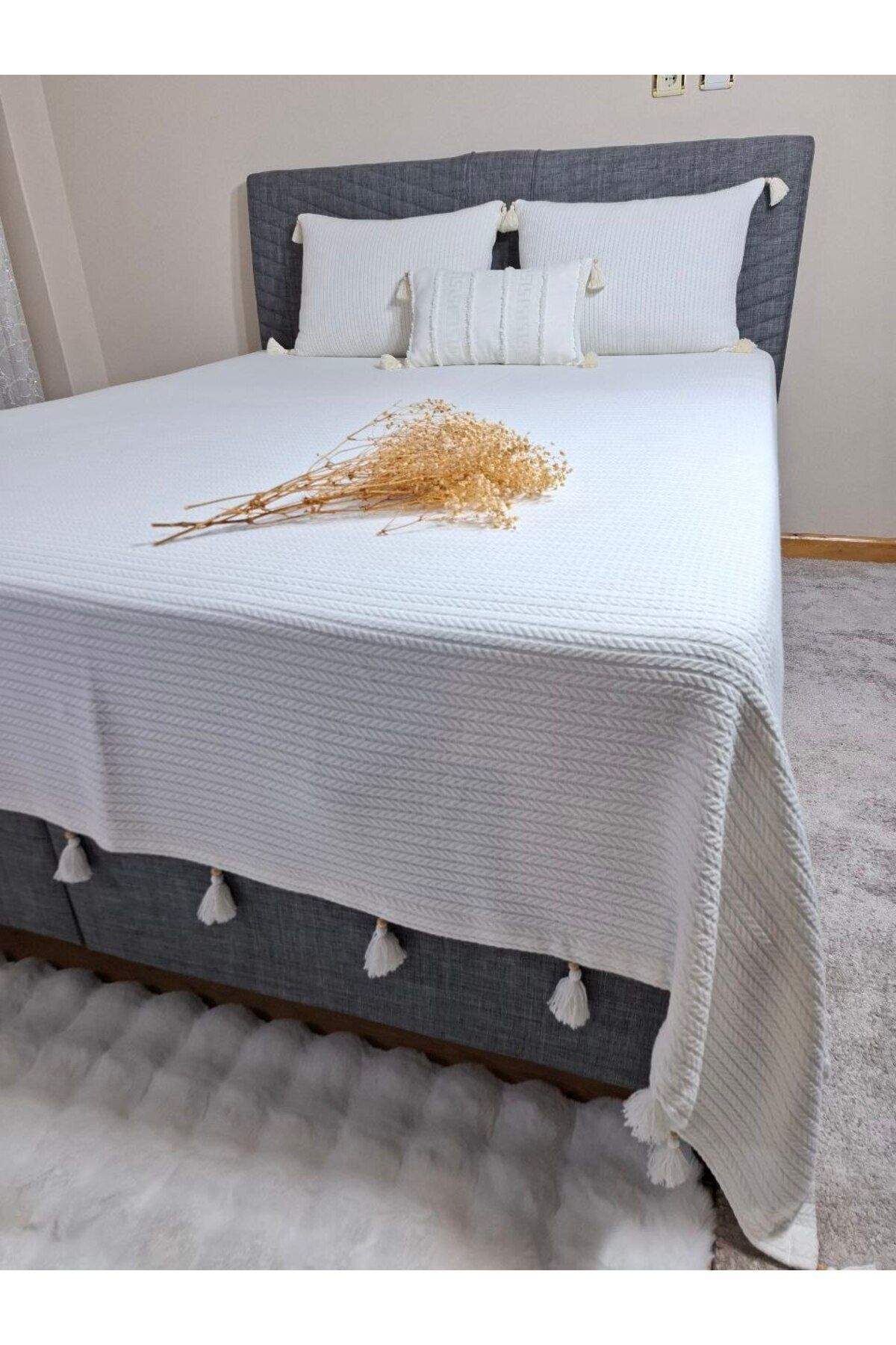 ARVA Home %100 Pamuk Örgü Pike Çift Kişilik Yatak Örtüsü 220 x 240 cm
