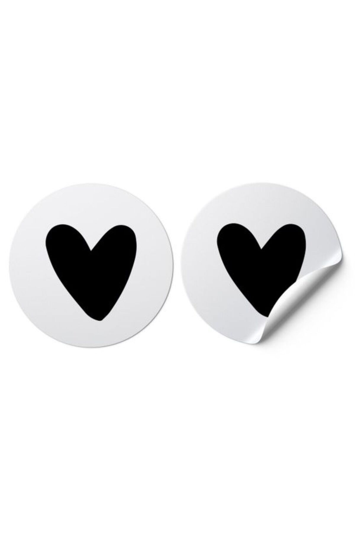 hediyenebak Siyah Kalp Love Sticker 3x3 cm 100 Adet