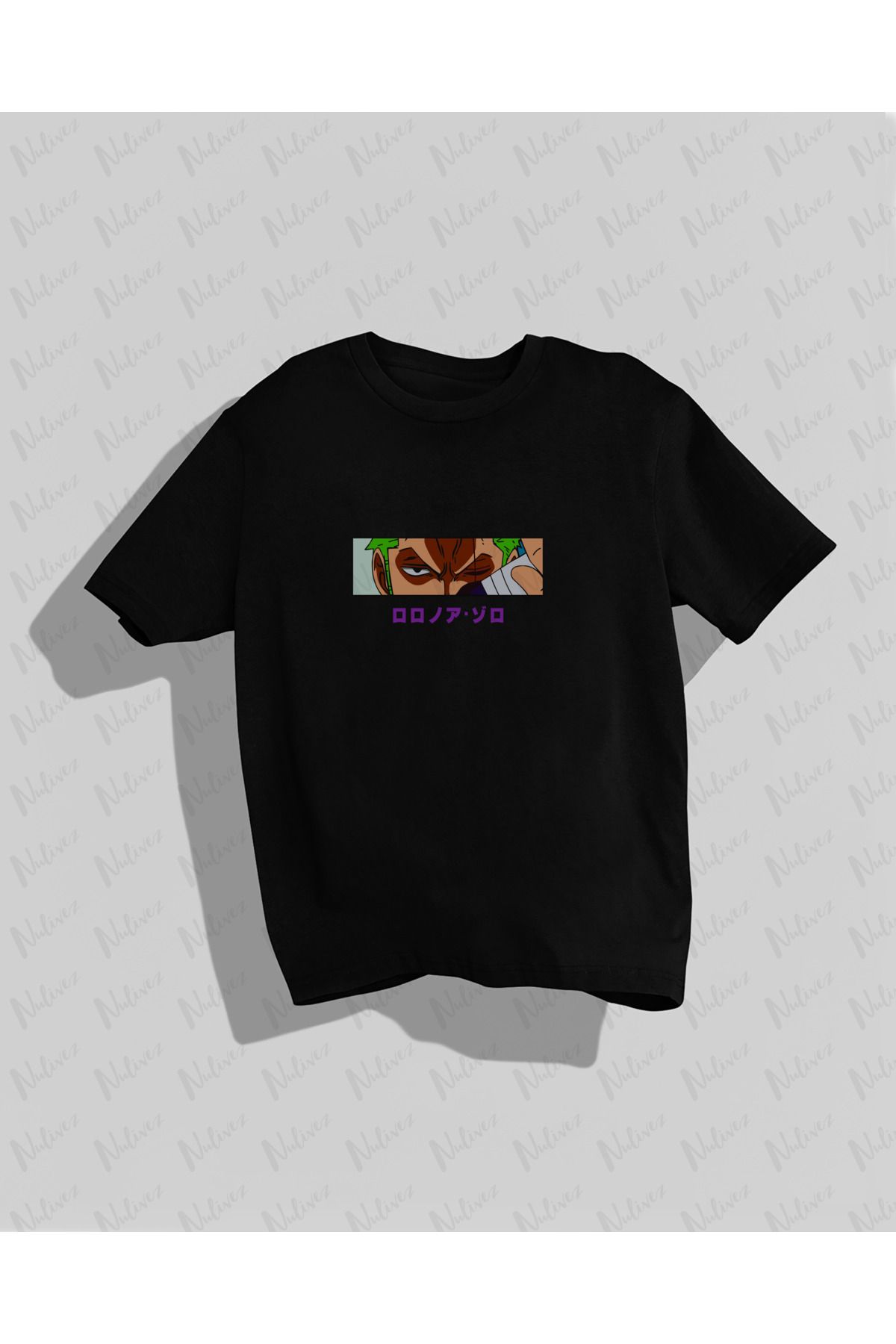 Nulivez One Piece Zoro Tasarımı Baskılı Yüksek Kalite Kompakt Unisex Oversize T-Shirt