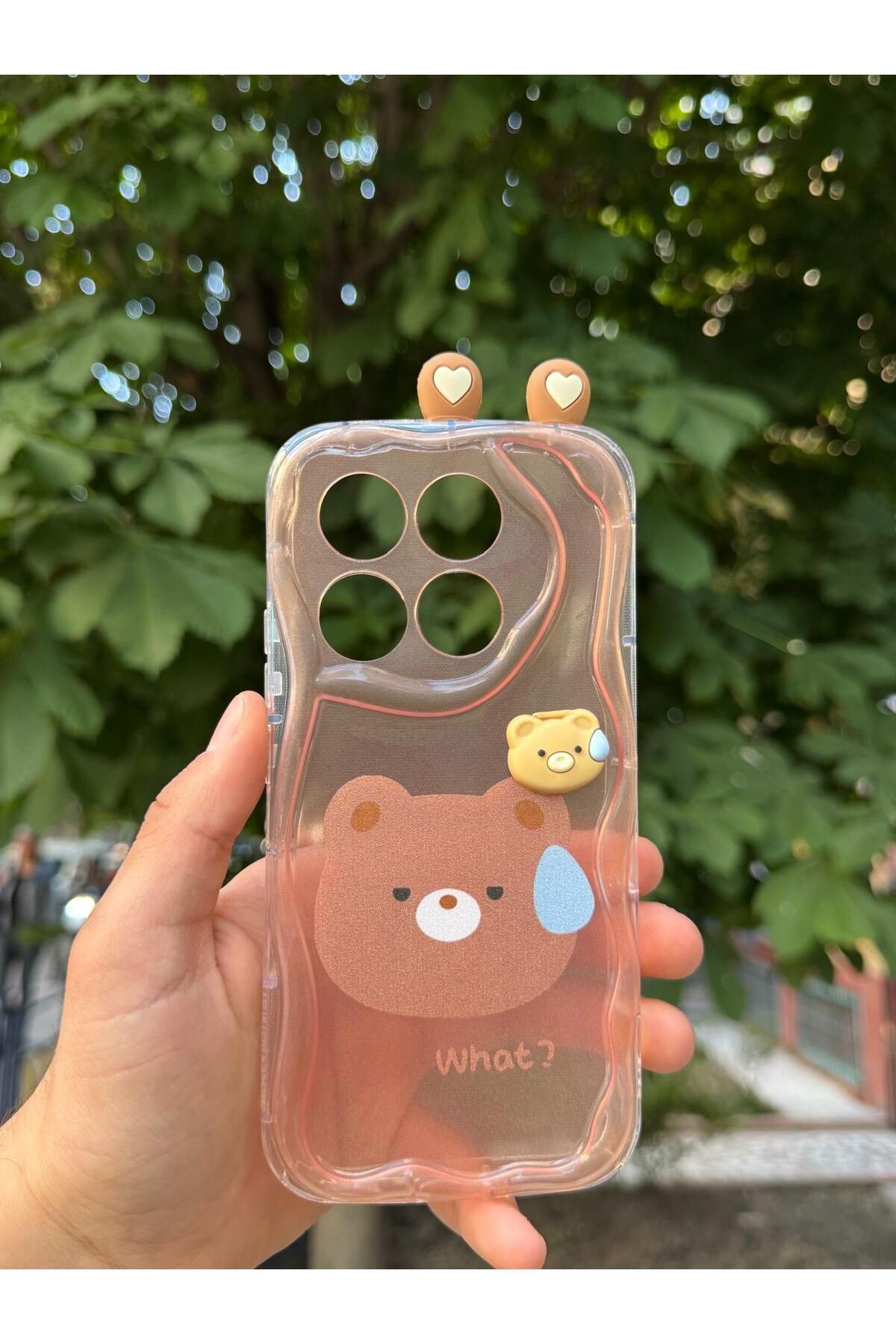 LioTech Xiaomi Mi 14T/Mi 14 T Pro Uyumlu Ayı Desenli Kulak Desenli Darbe Emici Özelliğe Sahip Kılıf