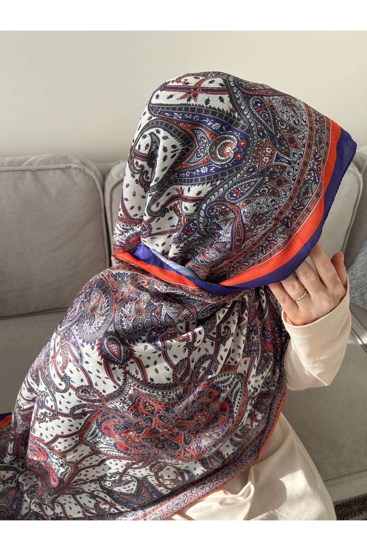 Sümeyye çeyiz Etnik Retro Desen Soft Pamuklu Şal 180*85 cm