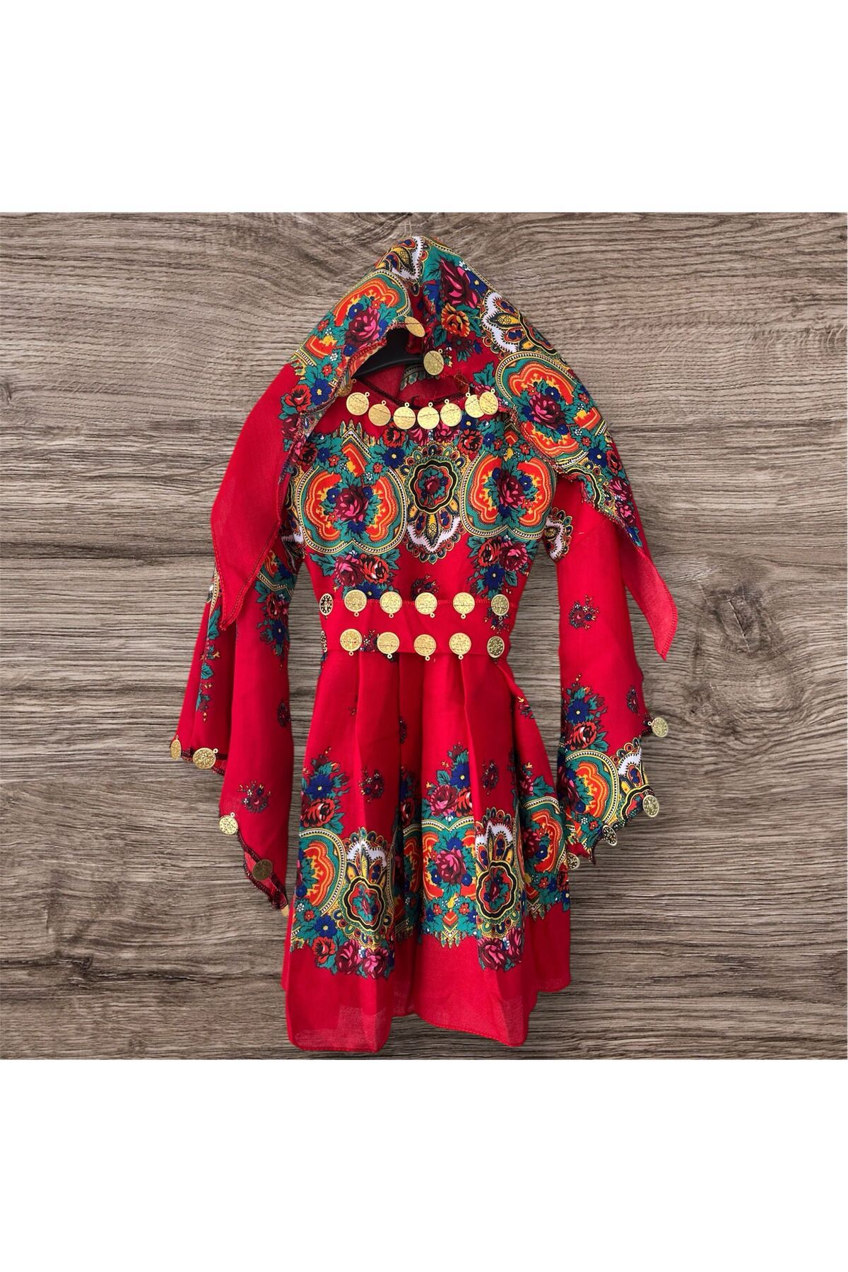 MODA YÖRESEL HAMAVİ ÇOCUK ELBİSE (ŞAL VE KUŞAK BİRLİKTE)