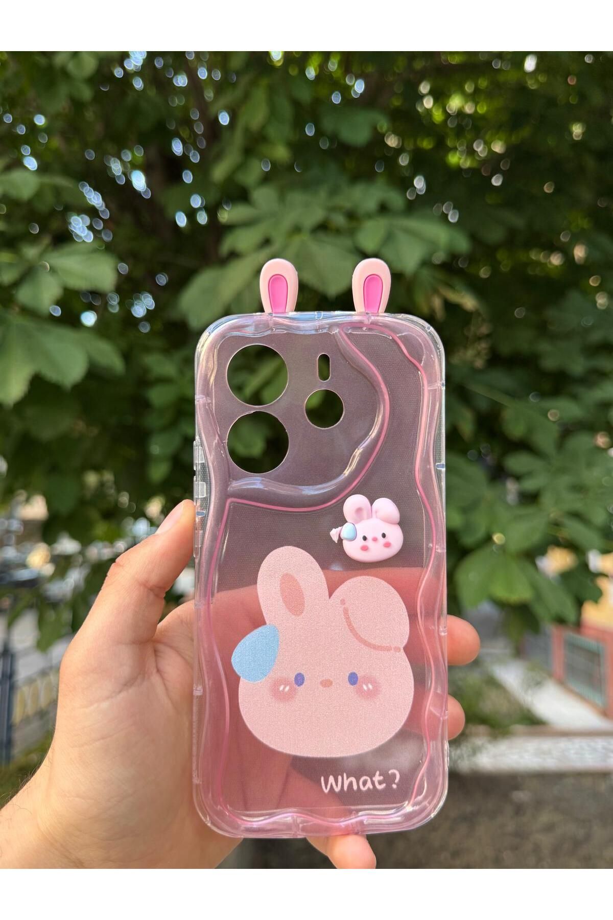 LioTech Xiaomi Note 14 5G Uyumlu Kurbağa Desenli Kulak Desenli Darbe Emici Özelliğe Sahip Kılıf