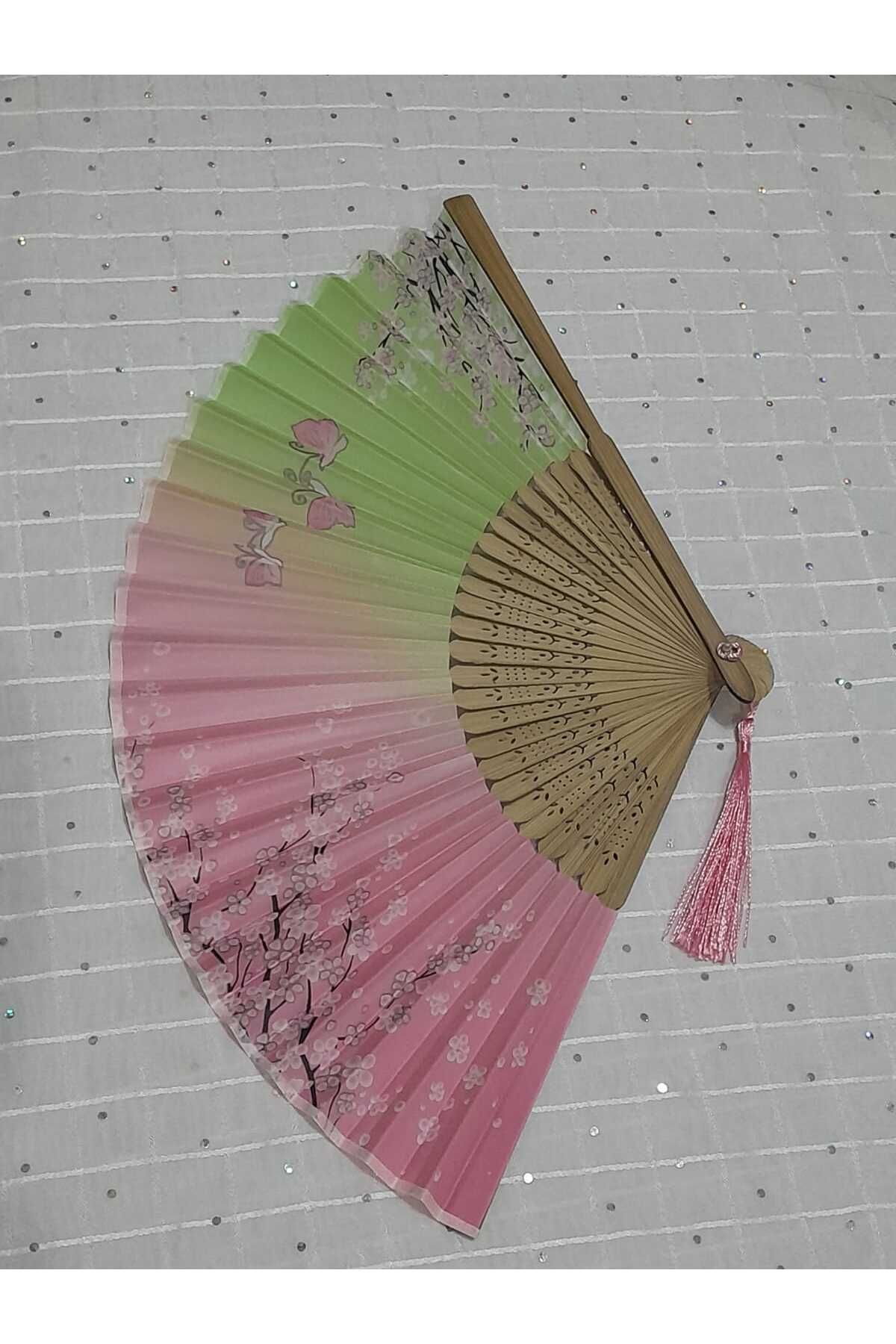 aysa stil Ahşap desenli yüksek kaliteli Japon bambu yelpazesi