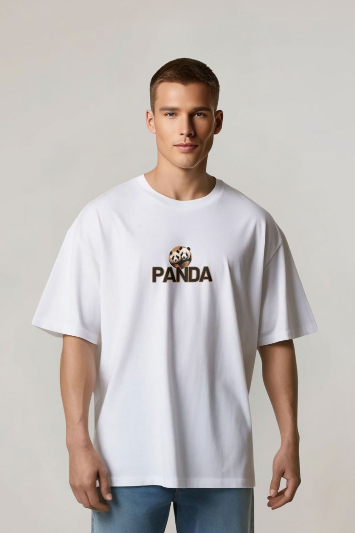 Butik Panda Aşkı Özel Tasarım Unisex Pamuklu Oversize T-shirt