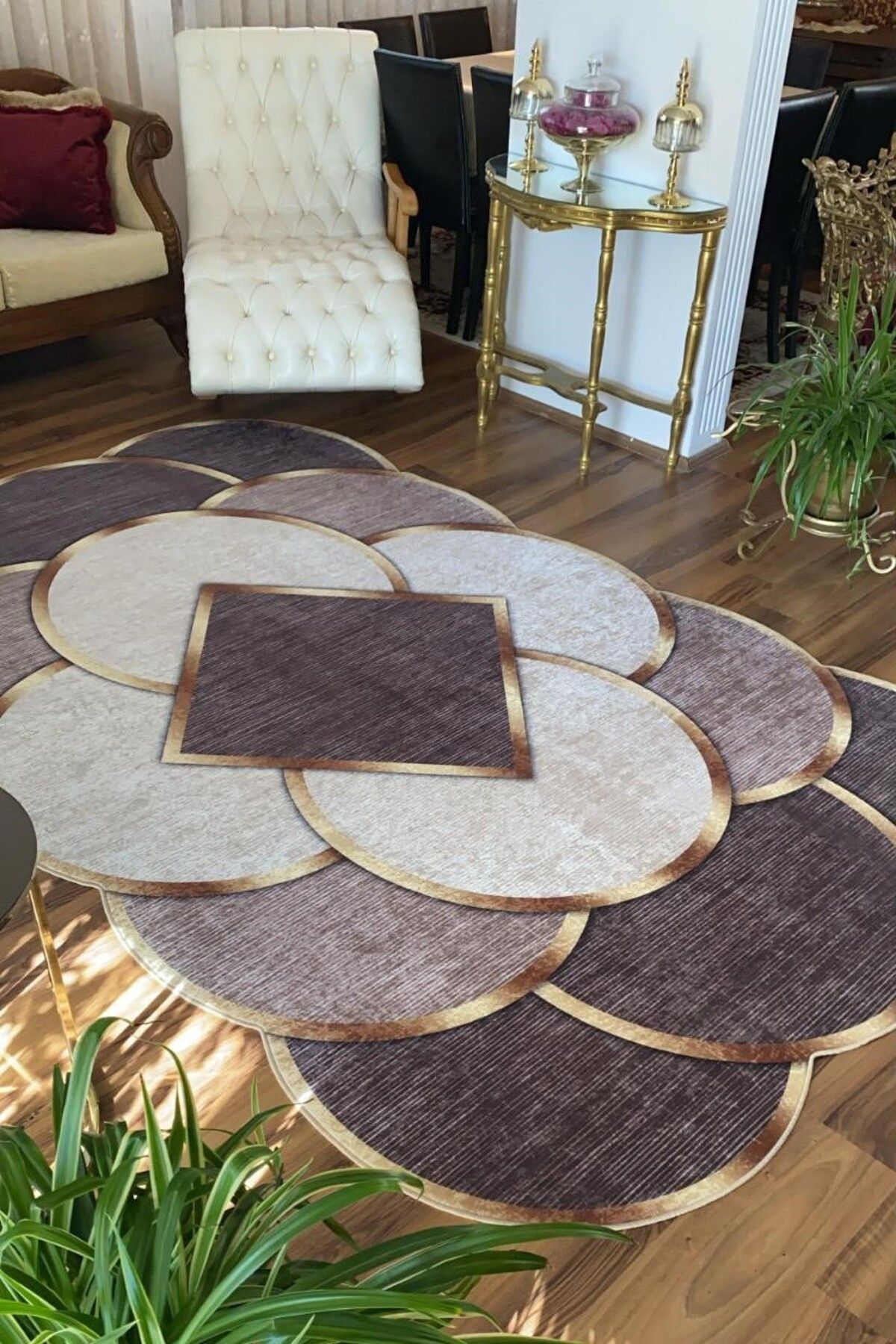 CENTER AVM Lazer Kesim Vizon Halı Makinede Yıkanabilir Kaymaz Taban Salon Halısı